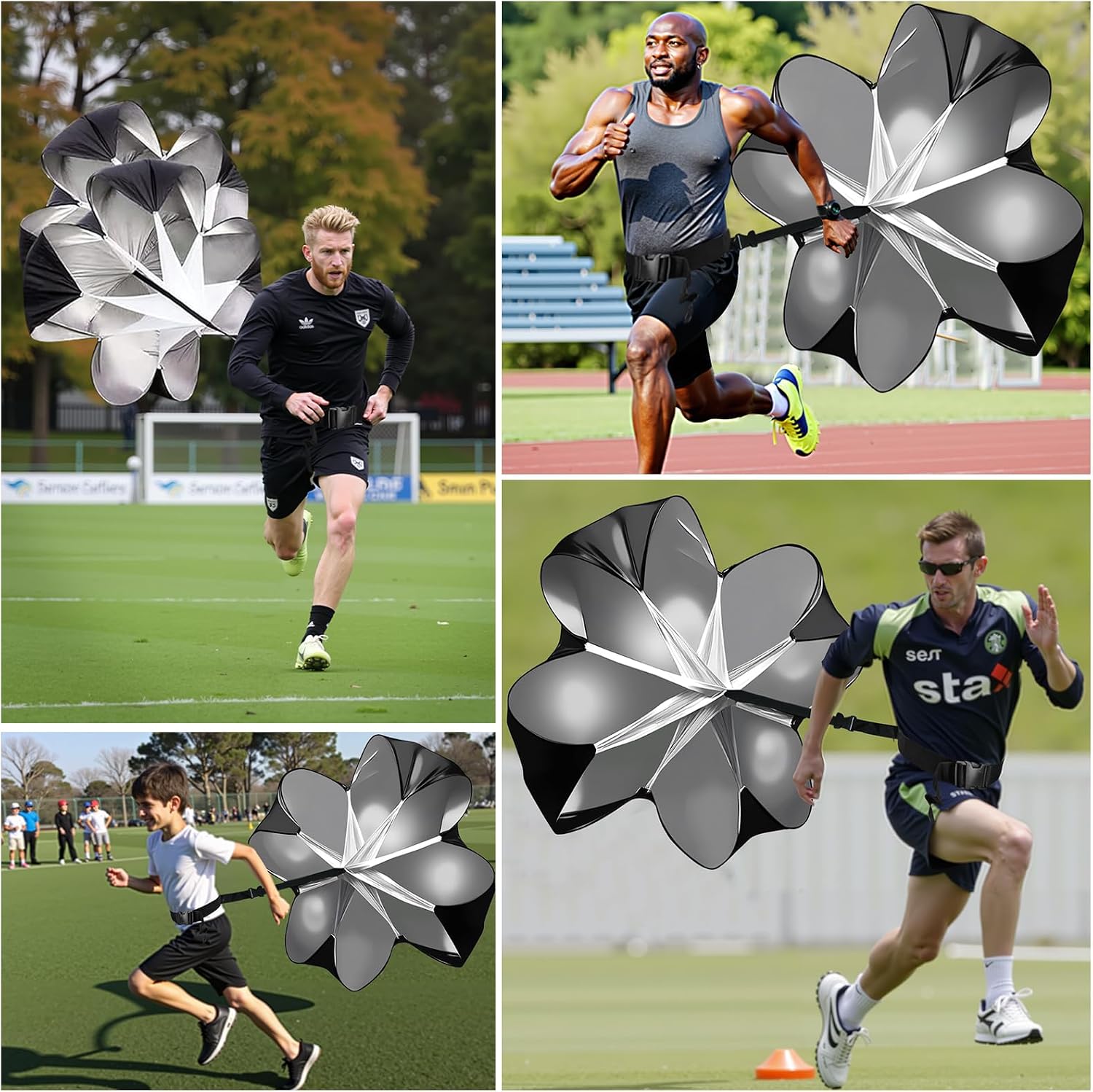 Running Parachute for Speed Training, 56 inch Resistance Parachute for Athletes, Sprinting & Football Training Equipment with Adjustable Waist Belt, Drag Chute to Improve Velocity & Explosive Power - Image 5