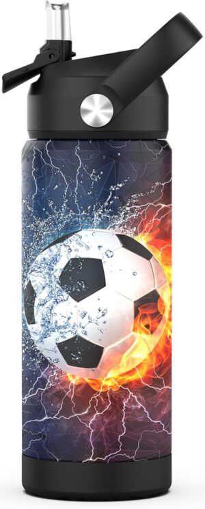 Boys Soccer Water Bottle for School...