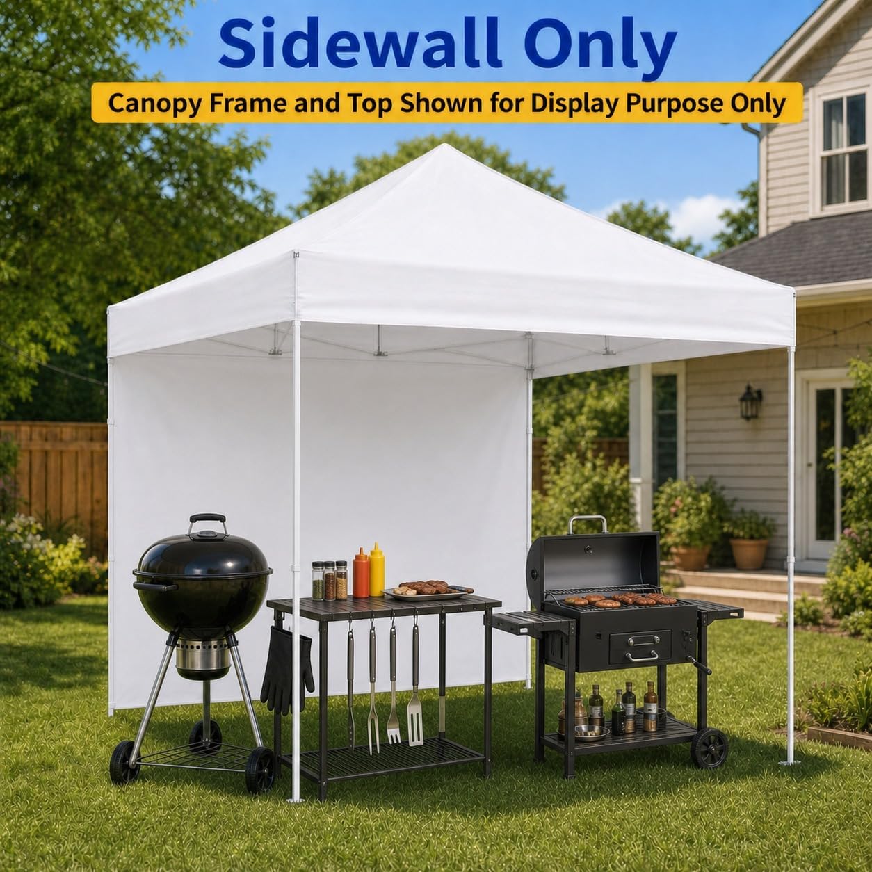 10 x 10 Canopy Sidewall, 1 Pack Pop Up Canopy Wall Panel, White | Sidewall Only, Fits 10x10 Straight Leg Frames, 300D Oxford Fabric, Zipper Connections, Hook & Loop Straps - Image 3