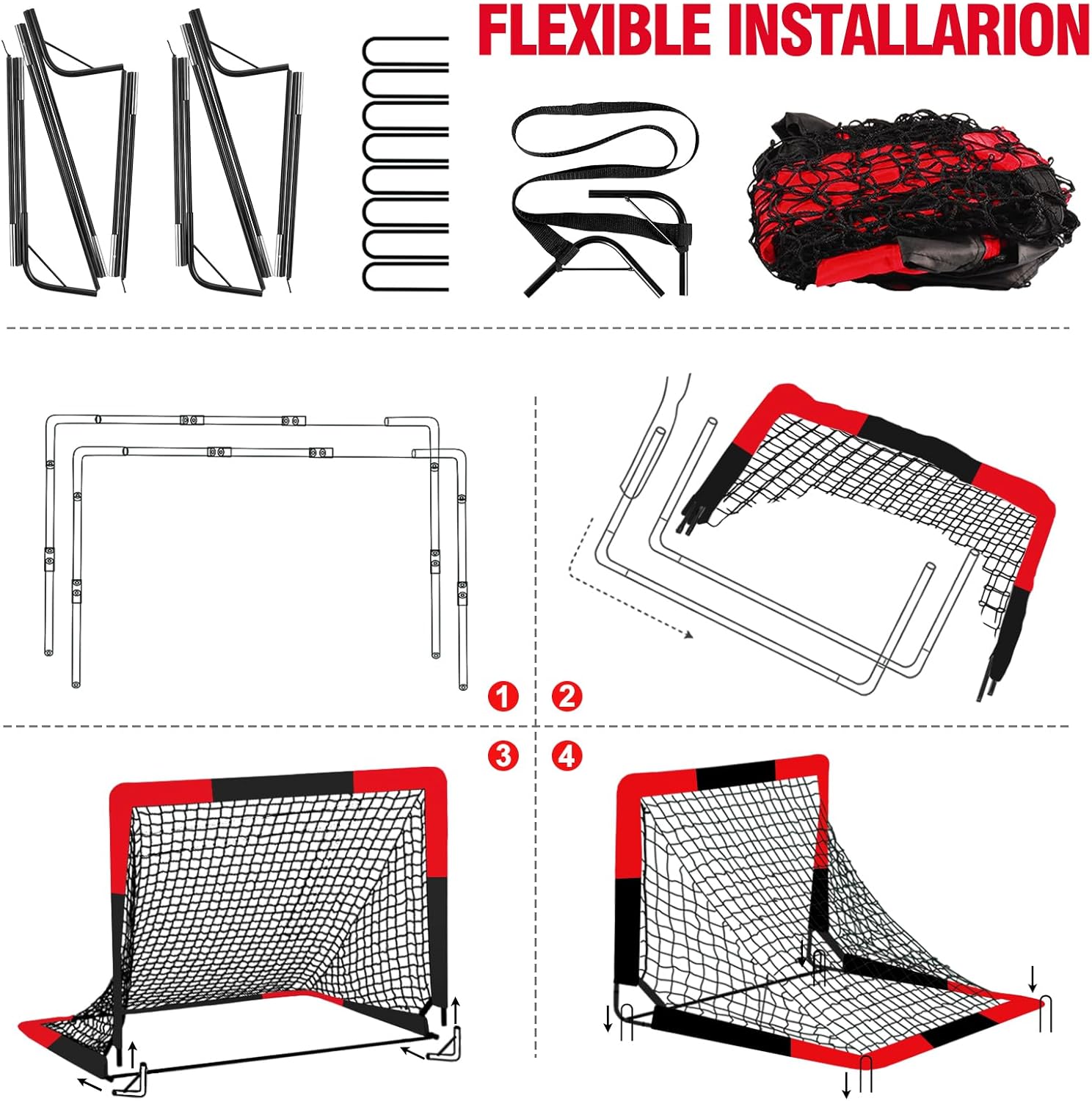 2 Pack Soccer Goal - Backyard & Indoor 7X5 / 6X4 / 4X3 ft Kids Soccer Goals | Portable Pop Up Soccer Nets for Youth & Adult, Outdoor Games, Soccer Training Equipment Ages 3-16 Year Gift - Image 6