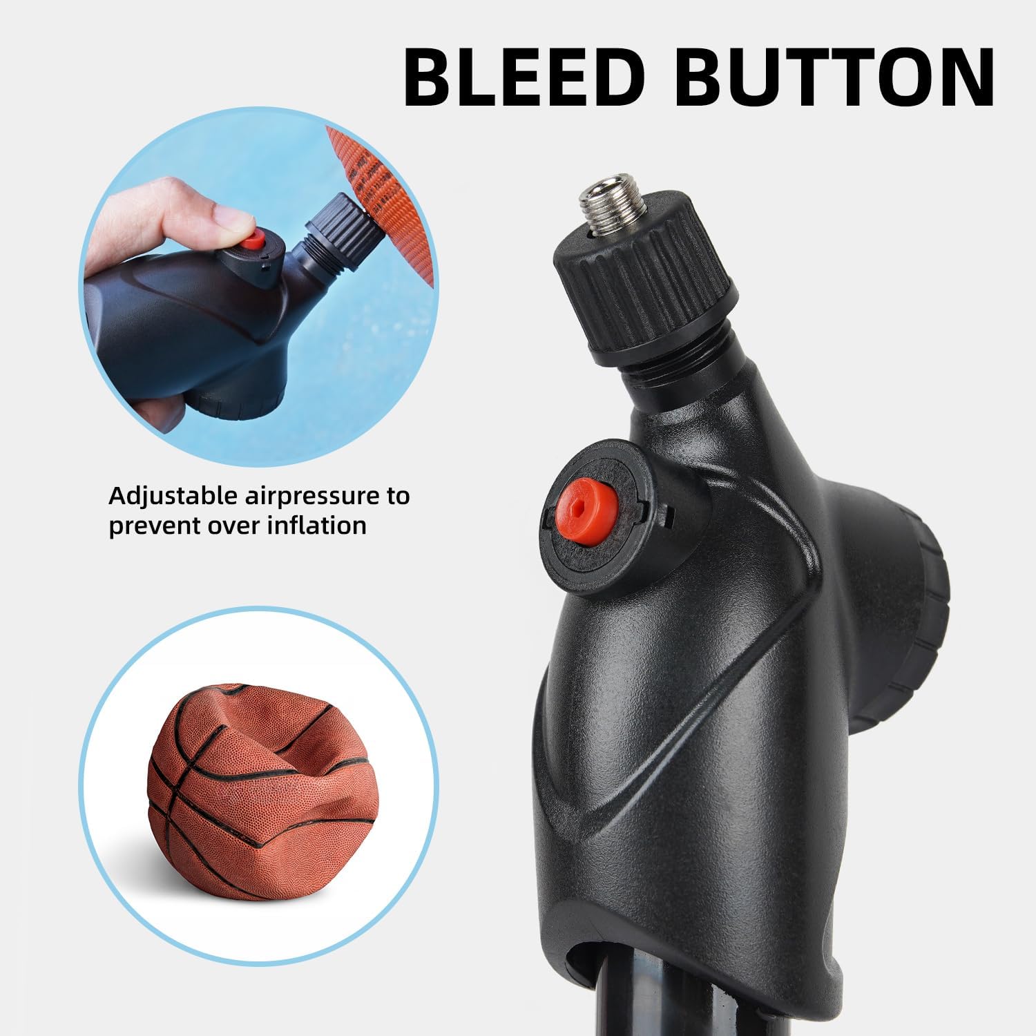 Tigrisk® Ball Pump with Pressure Gauge, Portable Sports Air Pump | Durable hand pump for inflatables. Accurate gauge helps inflate soccer ball, basketball pump and sports balls. - Image 4