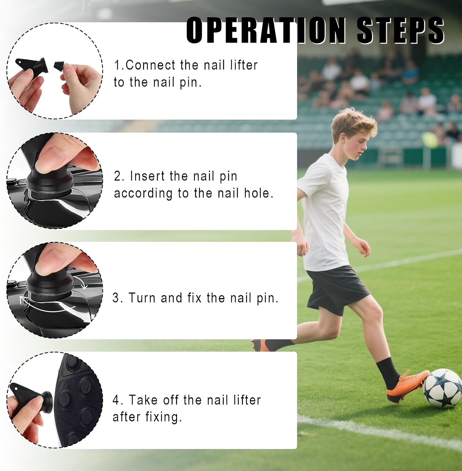 Football Boot Studs, Soccer Cleats Replacement Running Spikes Rugby Soccer Shoe Studs Replacement Screw-in Plastic/Iron Spikes for Firm Surfaces Outdoor Athletic Training - Image 4