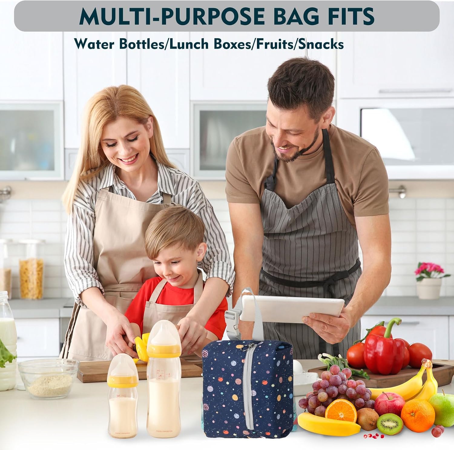 Insulated Snack Bag, Freezable Small Cooler Bag with Zipper and Adjustable Buckle, Rectangular Thermal Cooler Bag - Image 5