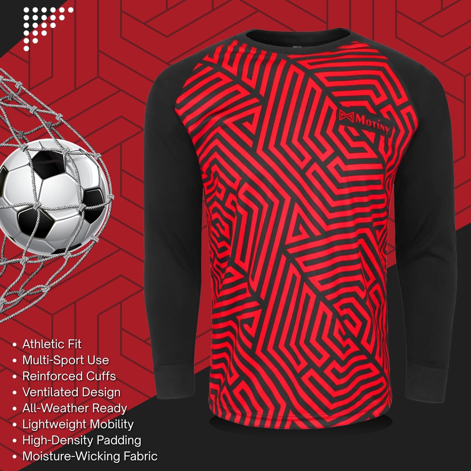 Soccer Goalie Jersey for Adult, Long Sleeve Goalkeeper Shirt with Elbow Padding - Image 3