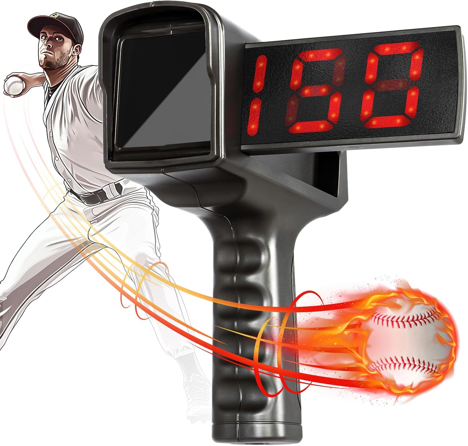 SPOYNAL Baseball Radar Gun, Dual LED/LCD Display, 10-Data Recall | Speed training equipment for baseball, softball & soccer with a large display and playback of the 10 most recent readings - Image 2