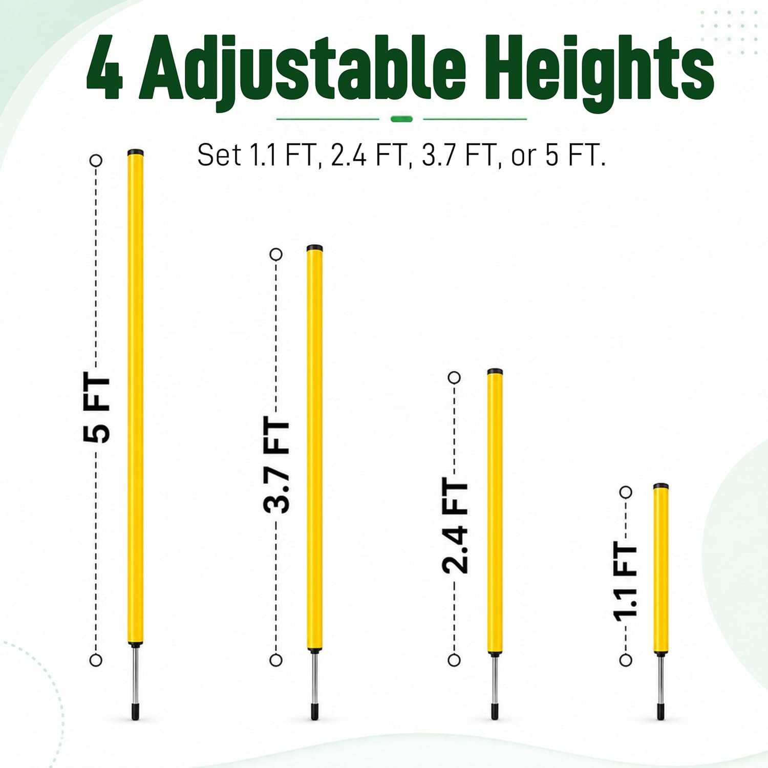 6 Pcs Soccer Agility Poles for Training, 5 FT Adjustable Speed and Agility Training Equipment for Football/Basketball/Horse/Dog Practice, Soccer Sticks with Steel Ground Nails Outdoors - Image 3