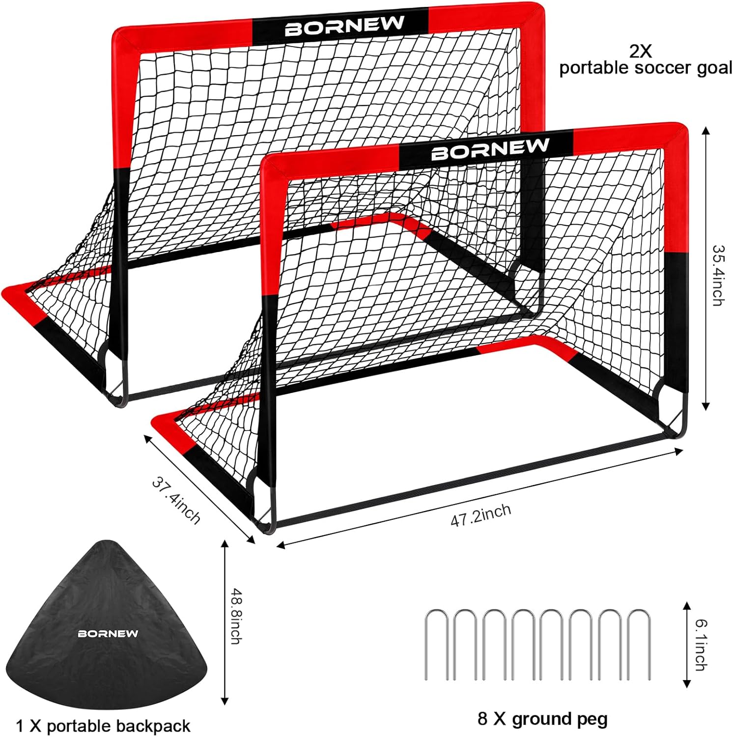2 Pack Soccer Goal - Backyard & Indoor 7X5 / 6X4 / 4X3 ft Kids Soccer Goals | Portable Pop Up Soccer Nets for Youth & Adult, Outdoor Games, Soccer Training Equipment Ages 3-16 Year Gift - Image 2