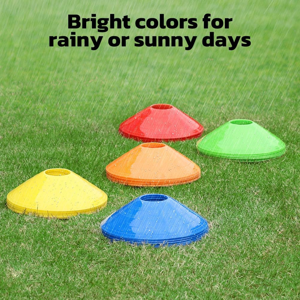 GHB Soccer Cones 25/50/100 Pack Disc Soccer Sport Cones Training Field Marker Agility Cones for Traffic, Basketball, Coaching, Practice Equipment Includes Cone Drills Guide - Image 5