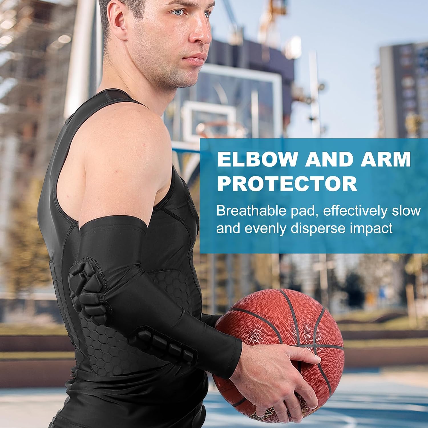 Padded Arm Sleeves Elbow Forearm Crashproof Pads Protection for Football Basketball Volleyball Soccer 2 Pack - Image 4