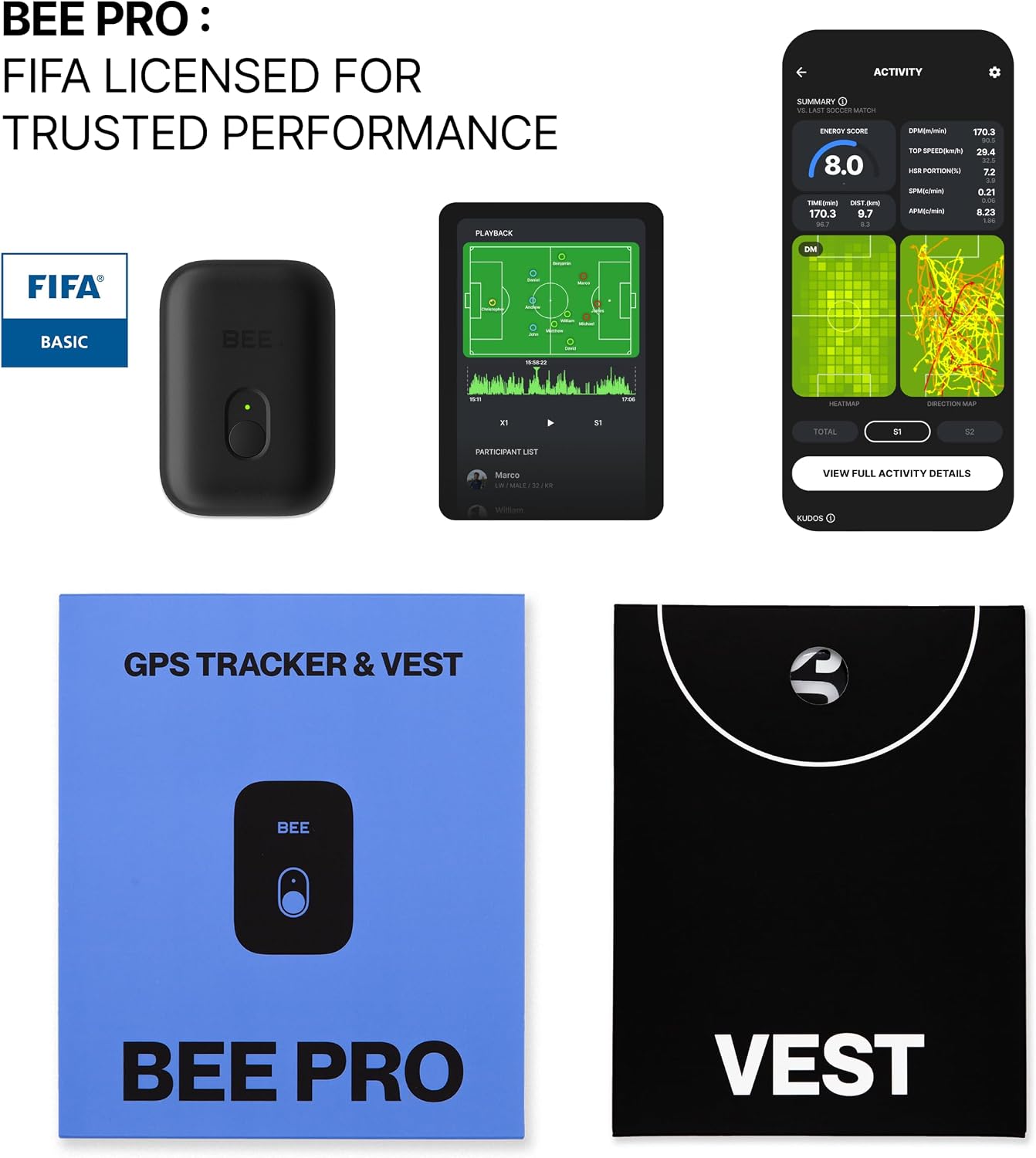 SOCCERBEE-BEE PRO 2 - Sports GPS Tracker & Vest for Outdoor Sports | 30days Trial Included & Subscription Requierd | Soccer Training Equipment | Fitness Tracker (Small) - Image 3