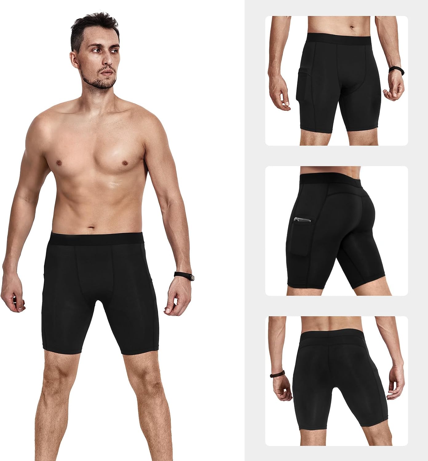 Niksa 1/2/4/5 Pack Compression Shorts Men, Spandex Running Shorts Athletic Workout Sport Performance Baselayer Underwear - Image 2