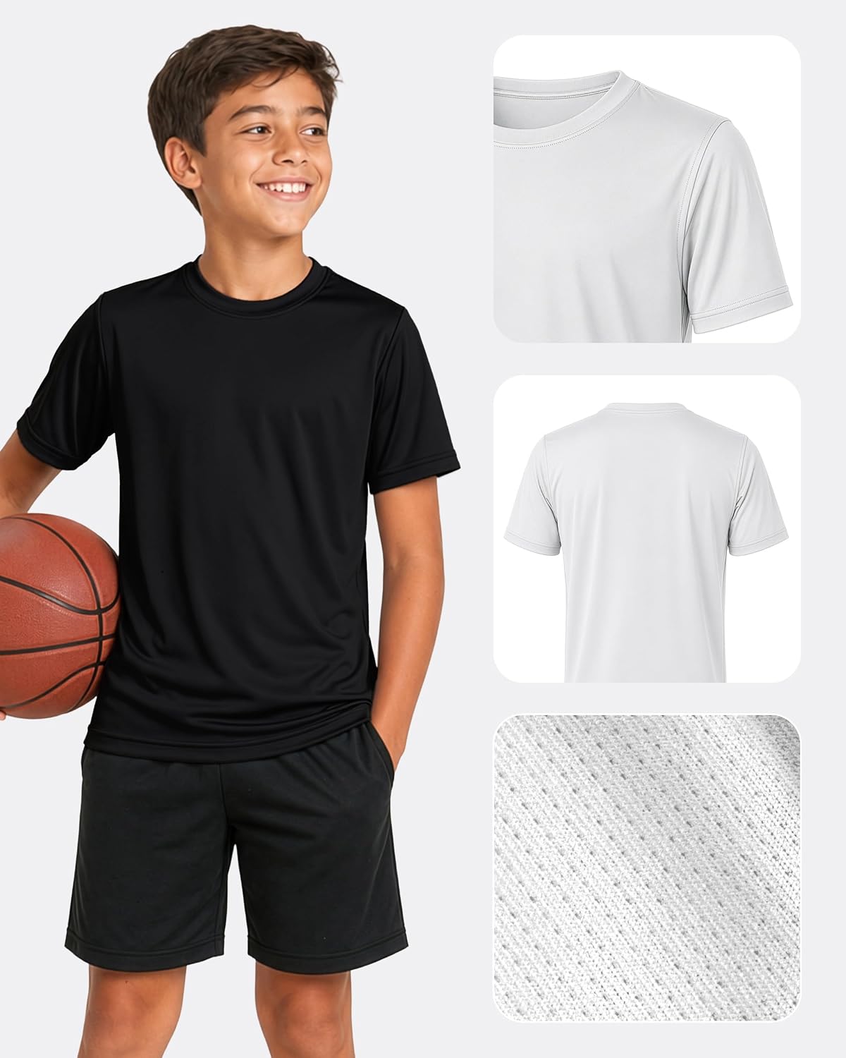 PURE CHAMP Boys Athletic Shirts 6 Pack Dry Fit Short Sleeve Boys Tshirts Basketball Baseball Soccer Tee Kids Youth & Teens - Image 3