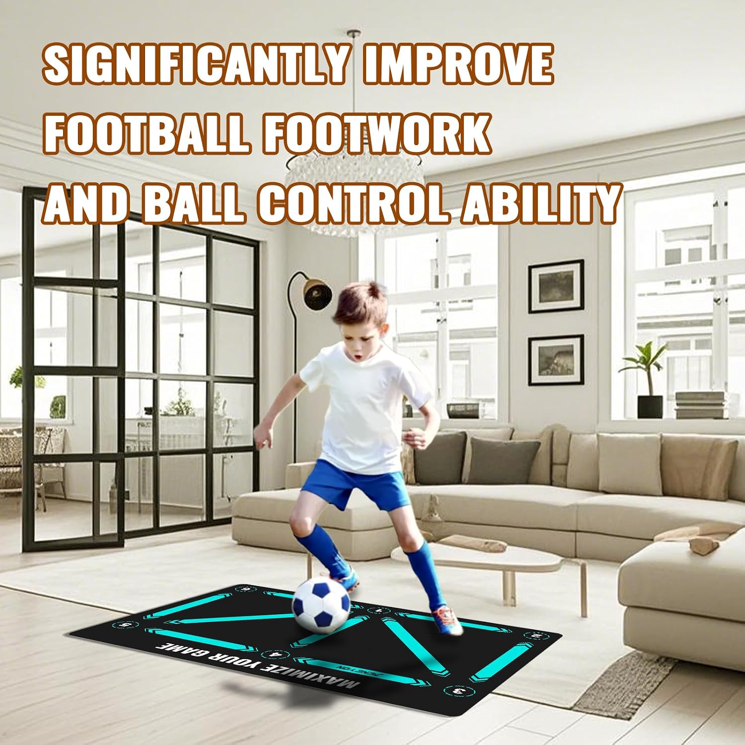 Soccer Training Mat, Soccer Practice Equipment for Footwork and Agility | Soccer training equipment and soccer footwork training mat for dribbling ball control balance coordination and agility drills - Image 3