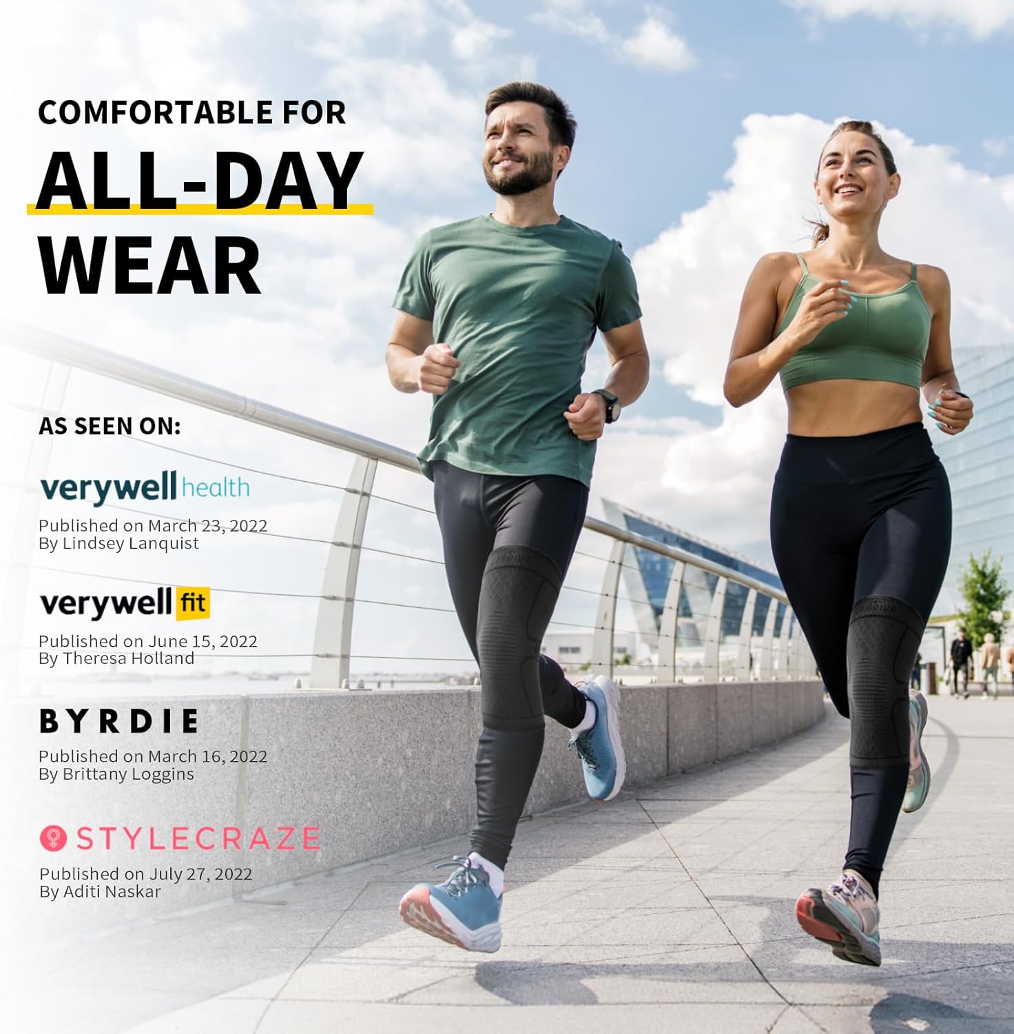 CAMBIVO 2 Pack Knee Braces for Women & Men, Knee Compression Sleeves for Knee Pain Relief, Knee Support with Non-Slip Silicone, Breathable, for Running, Workout, Weightlifting & Daily Use, Arthritis Support (Black, Medium) - Image 6