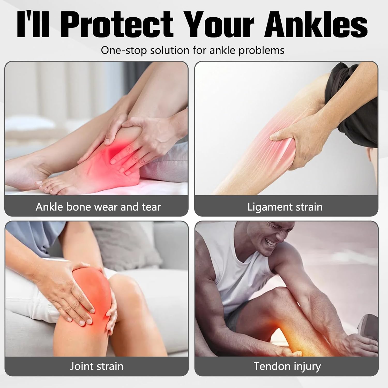 2Pcs Ankle Brace Compression Support Stabilizer,Lace-Up Sports Basketball Sprain Recovery Men Women Adjustable Foot Ankle Orthopedic Grade Tendonitis Protection (Black Gray) - Image 2