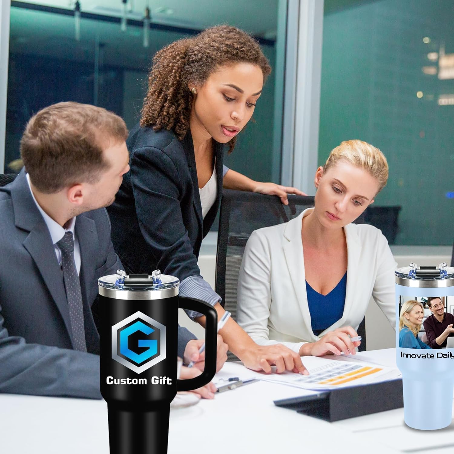 Personalized 40oz Tumbler-Custom Water Bottle with Picture Text Logo Name | Customized Travel Mug Cup, Personalized Birthday Anniversary Wedding Gifts for Men Women Familiy Friends Employee - Image 8