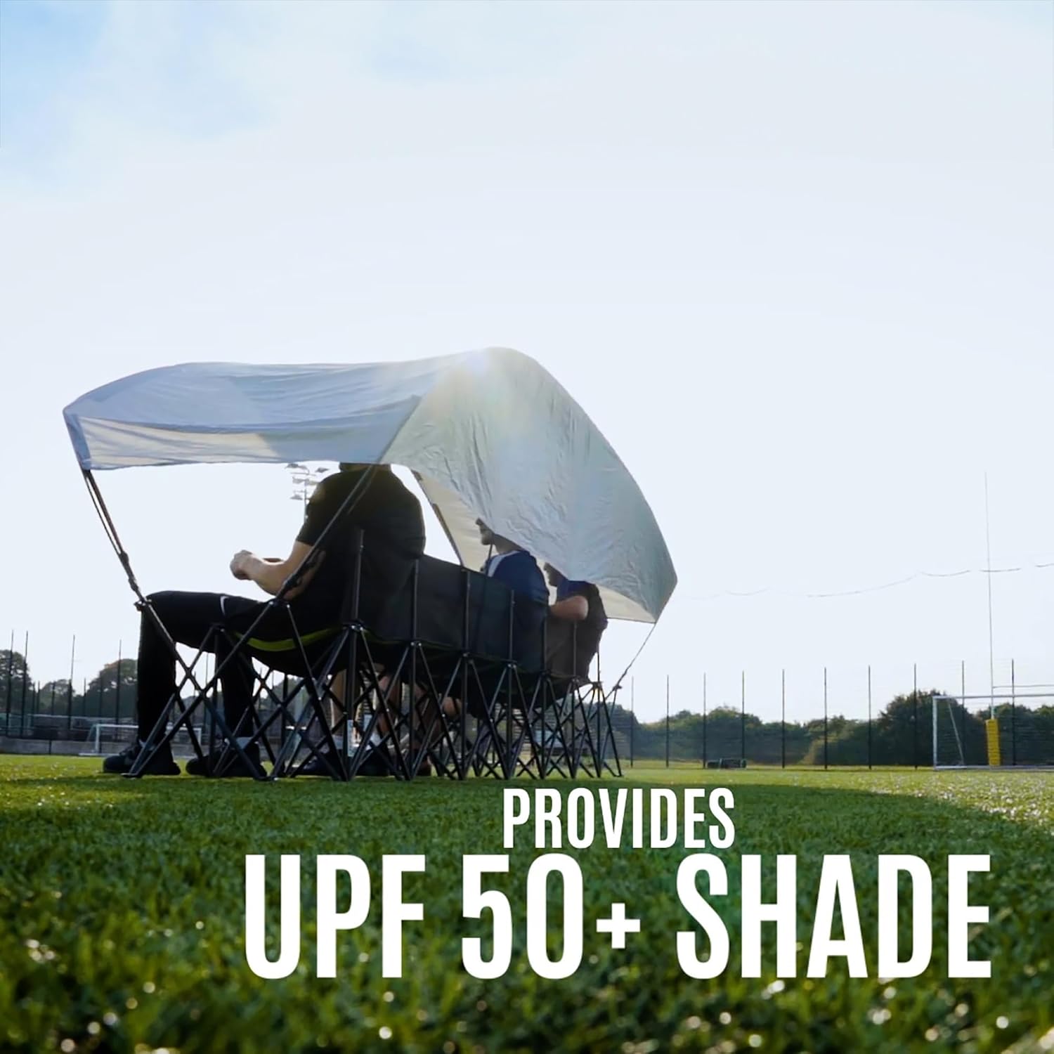 QUICKPLAY Pro 6-Seater Team Bench with Canopy Shelter - Sideline | Seats 6 with sun & rain roof, Folds flat for transport, Sturdy steel frame, Carry bag included, For games & events - Image 5