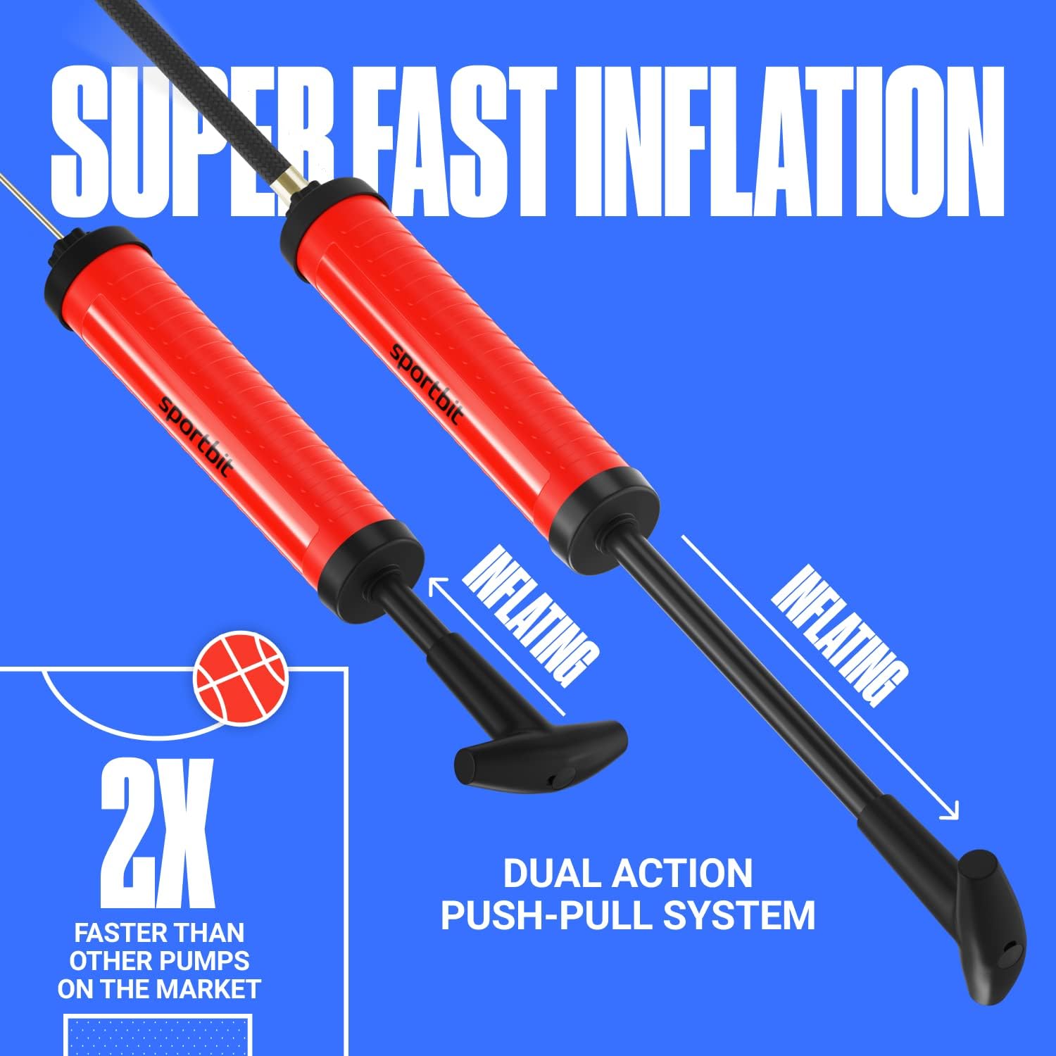 Push & Pull Inflating System, Hand Pump for Basketball, Volleyball, Soccer & Football, Court & Gym Ready - Image 4