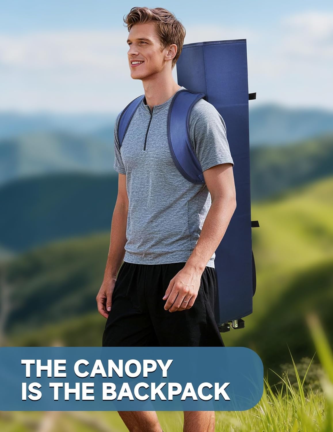 EAST OAK Backpack Beach Chair with Canopy Shade & Supportive Headrest | Canopy Is the Backpack, 25" High Back, Cup Holder, Side Pocket, 330 LBS Heavy Duty Camping Chair with Canopy for Camp, Beach - Image 4