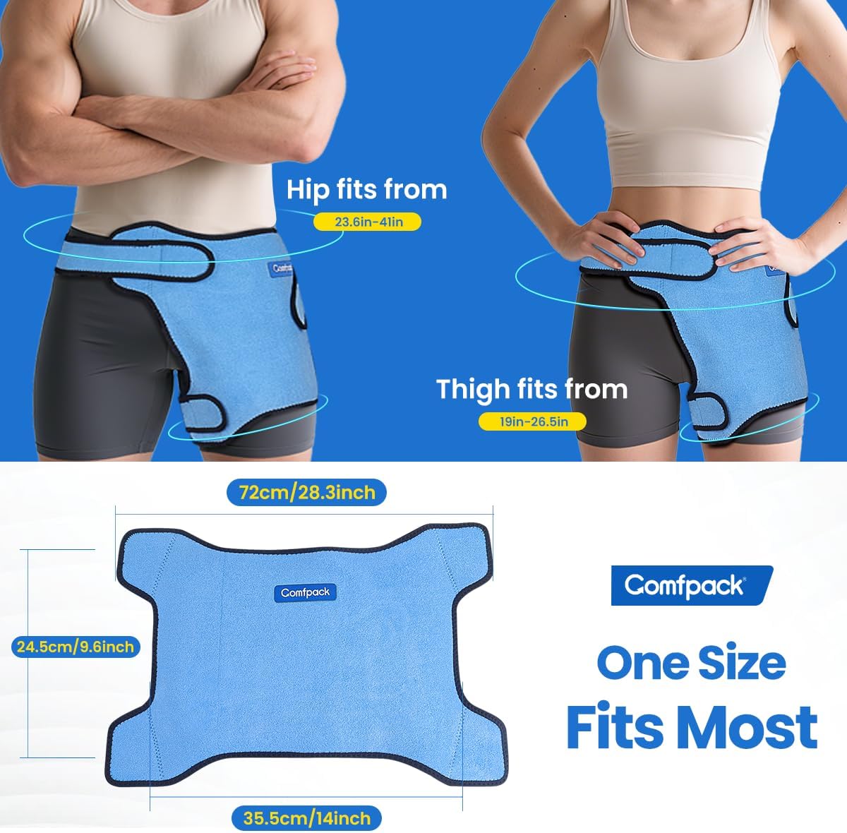 Hip Ice Pack Wrap Hip Brace, Gel Cold Compression Sleeve for Injuries, Replacement Surgery, Sciatica, Bursitis, Hip Flexor Pain, Hamstring, 1 Gel Ice Pack - Image 7