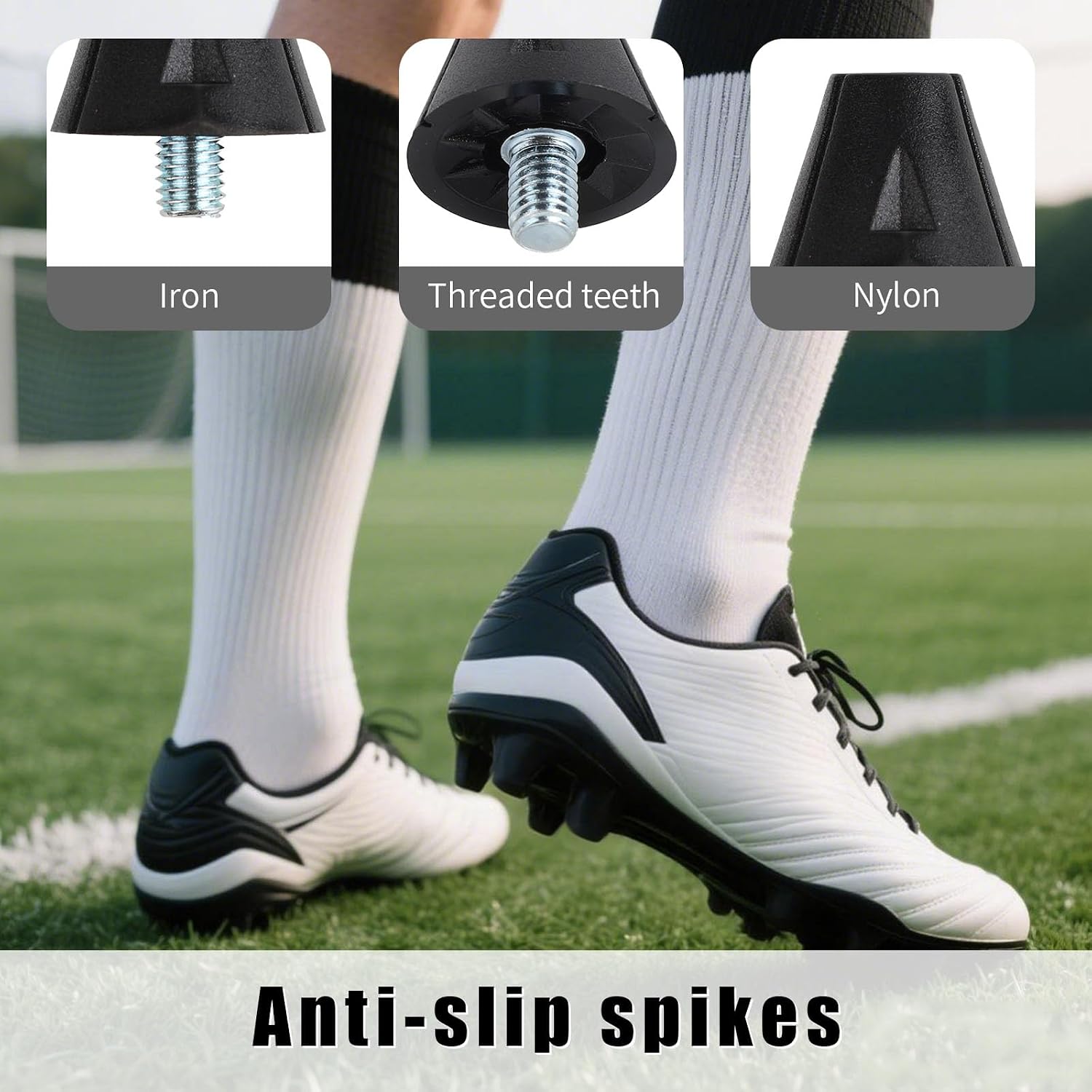 12pcs Football Boot Studs, 0.51in & 0.63in Plastic Soccer Cleats Replacement Spikes with Nail Remover Rugby Soccer Screw-in Spikes for Firm Surfaces Outdoor Athletic Training - Image 3