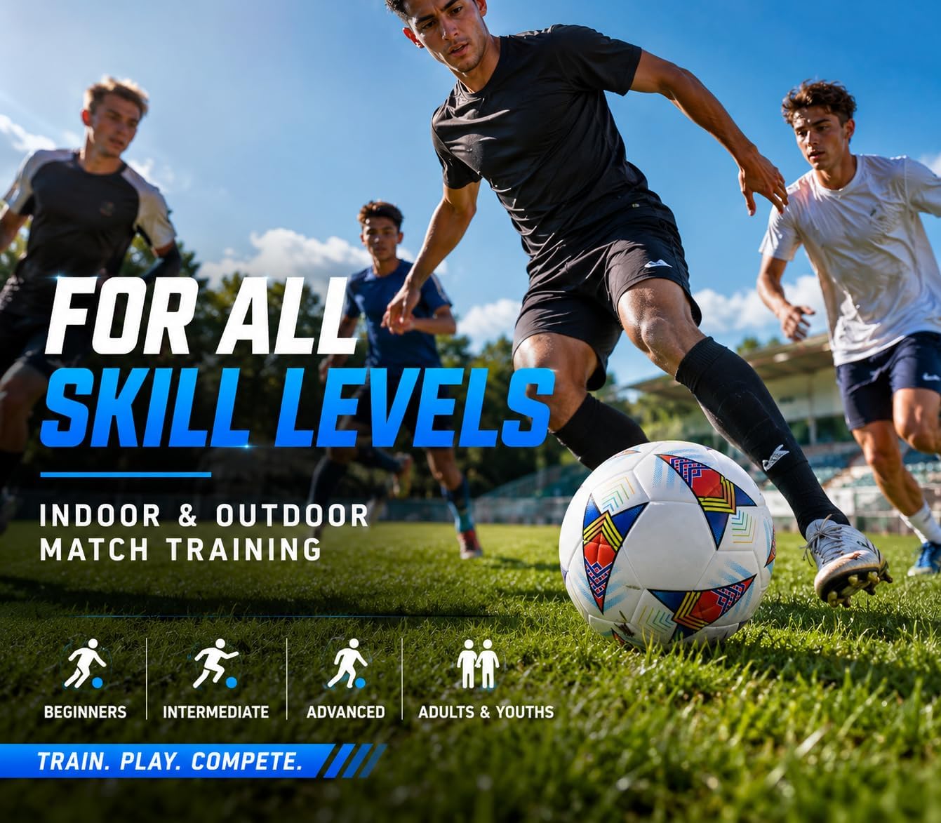 Size 5 Soccer Ball—SGS Lab-Tested Pro Match Grade with Pump & Needles | Seamless Waterproof TPU Leather, 0.86% Sphericity, 2.3% Air Loss, Indoor Outdoor Match Training for Adults & Youths - Image 6