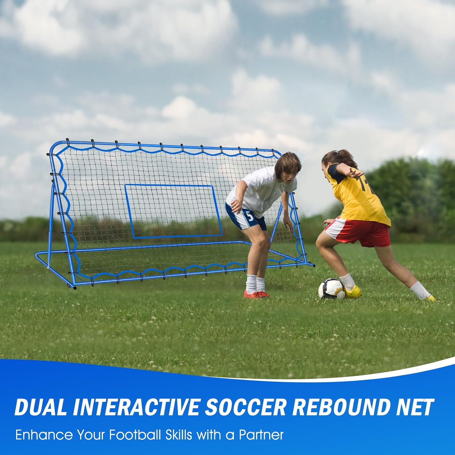 Soccer Baseball Rebounder Soccer Goal Net, Volleyball Rebound Pitchback Net | Quick Switch Angle Soccer Softball Training for Ball Control, Passing, Bounce Back Practice, Easy Setup Lacrosse Soccer Gifts - Image 5