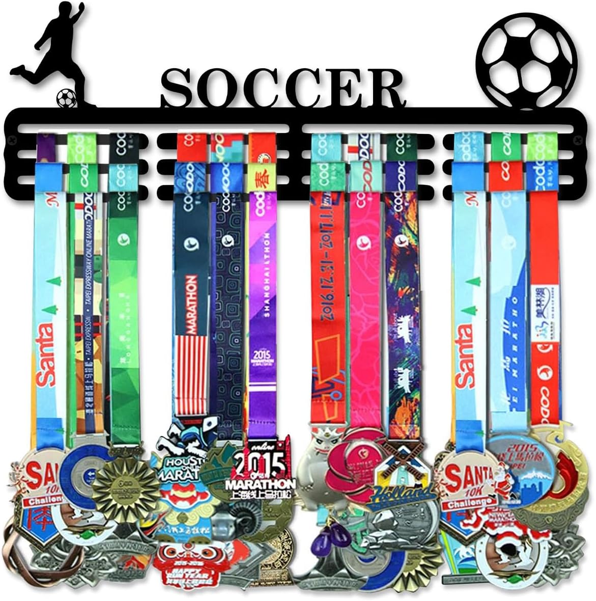 Resama Medal Hanger Holder Display Wall Rack Frame Shelf-Medal Hanger Awards Ribbon Soccer,Gymnastics,Holder Display Rack for 60 Medals