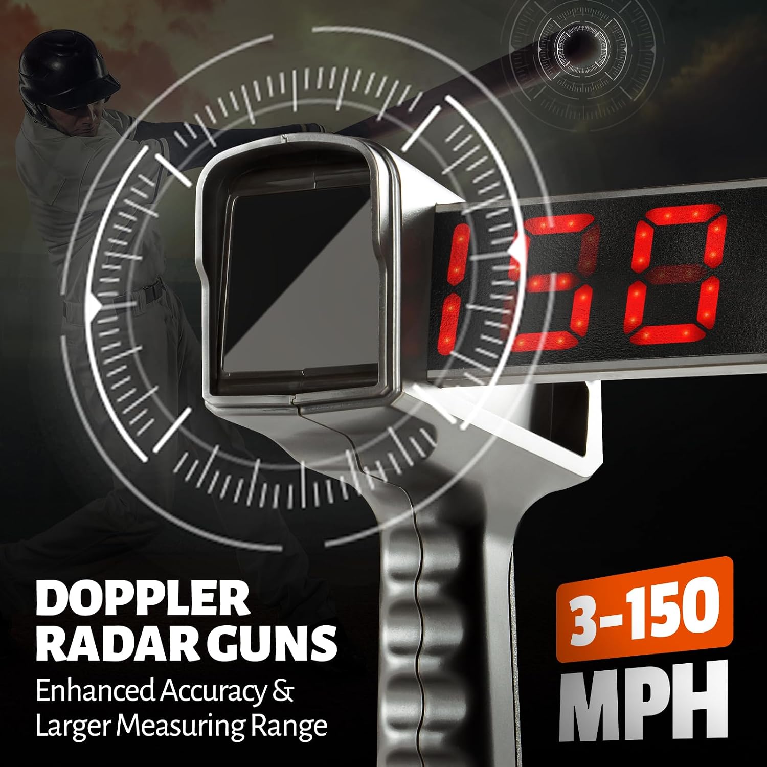 SPOYNAL Baseball Radar Gun, Dual LED/LCD Display, 10-Data Recall | Speed training equipment for baseball, softball & soccer with a large display and playback of the 10 most recent readings - Image 5