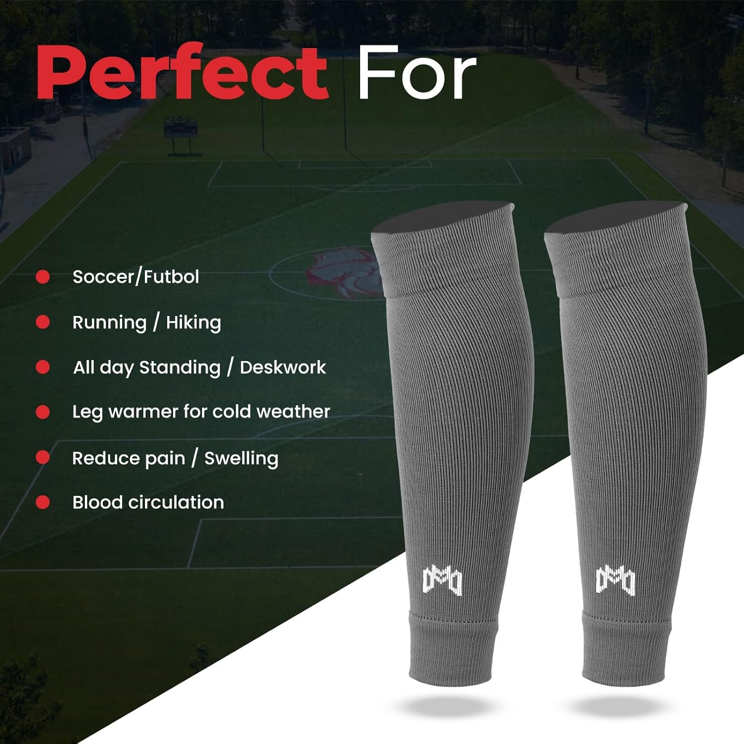 Pre Cut Soccer Sock Sleeves, Companion for Soccer Grip Socks, Securely Holds Shin Guards, Compression Leg Warmer - Image 4
