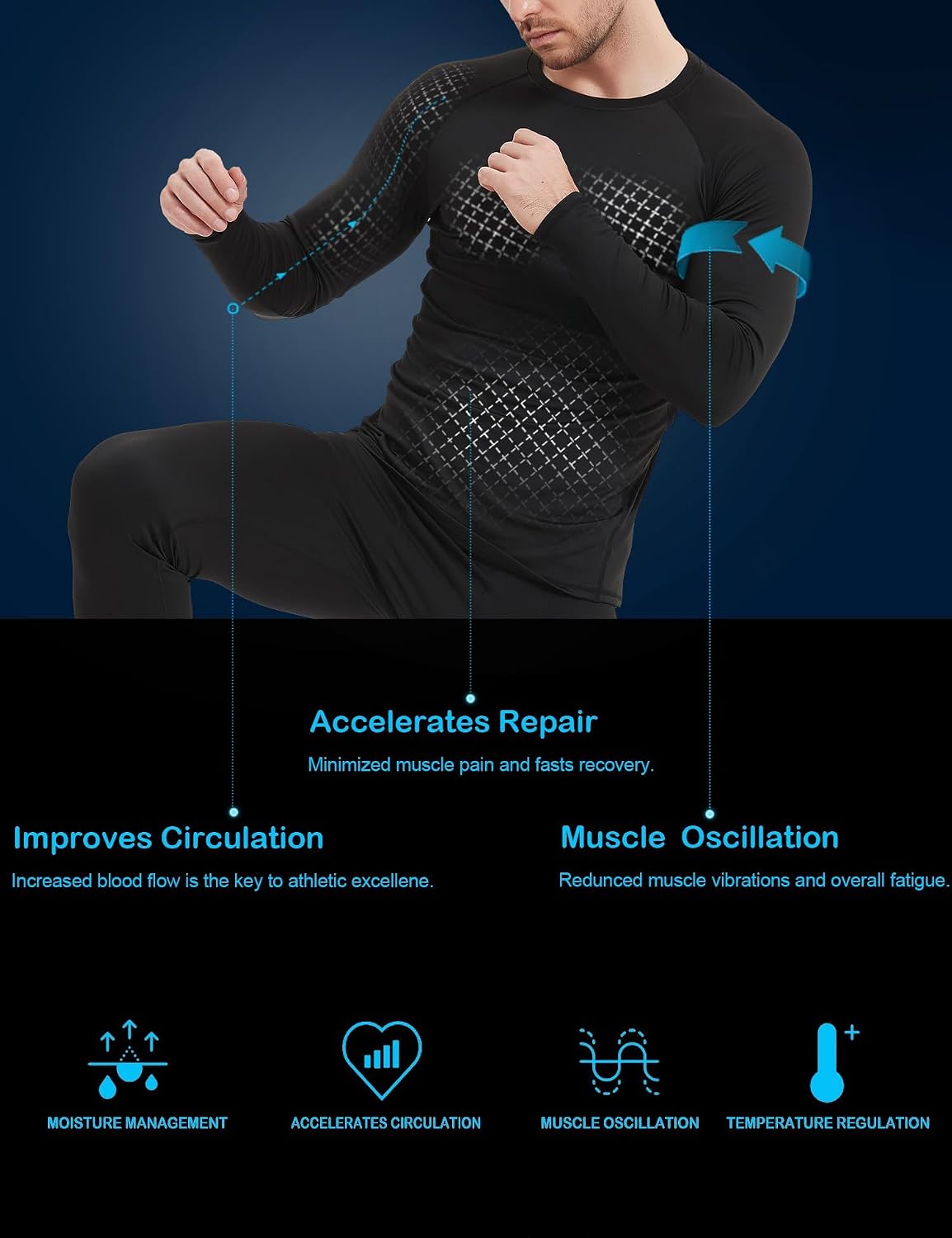 Dalavch 1/5 Pack Men’s Compression Shirts Long Sleeve Athletic Workout Tops | Cool Dry, Rash Guard, Gym, Active, Basketball, Football, Running, Cycling, Swimming, Base Layer Undershirt - Image 3