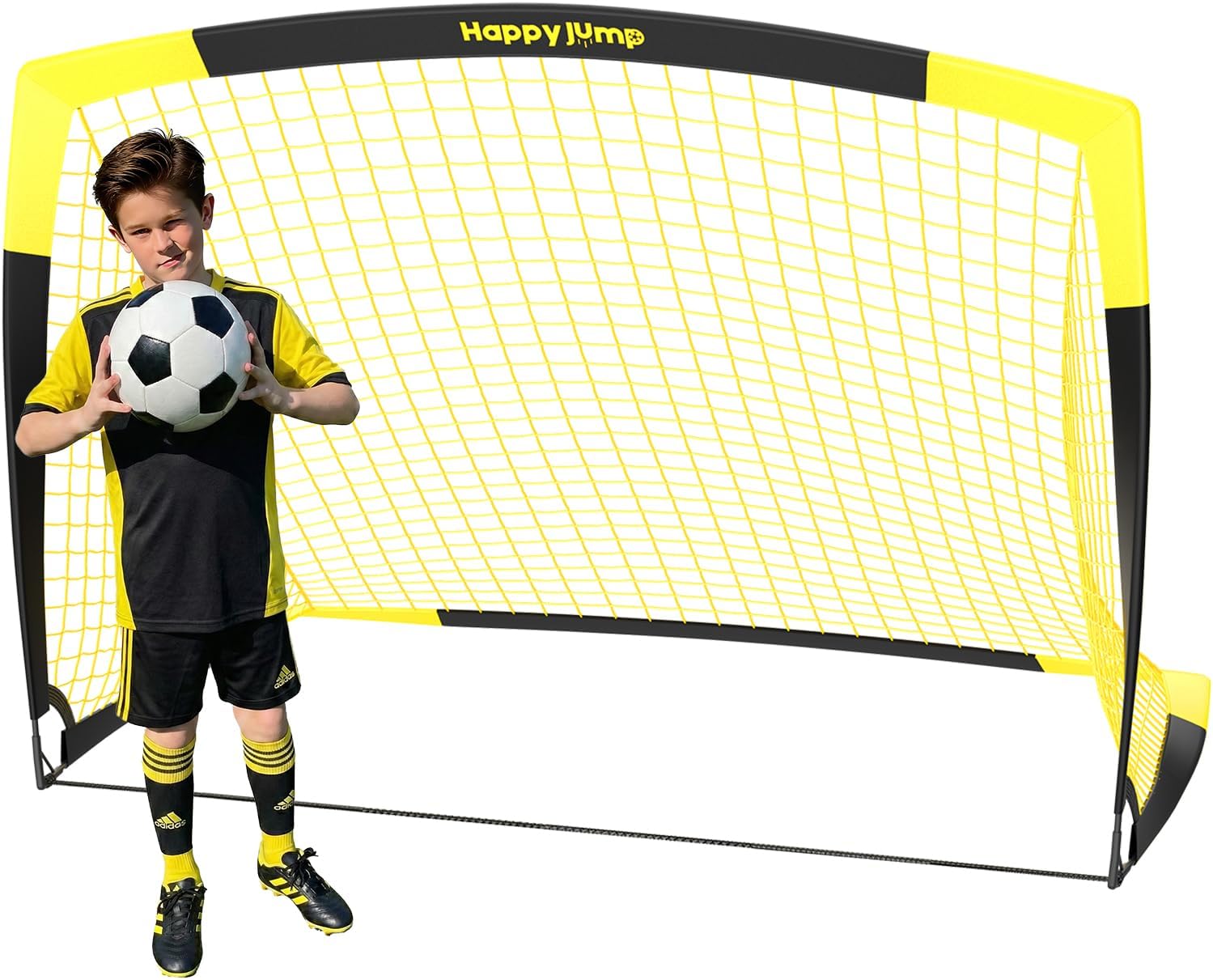 Happy Jump Portable Soccer Goal 7x5 & 5x3.6 FT, Large-Frame Training Net | Great for Kids Ages 6-14 Skill Development, Ideal for Backyard Park School Beach Indoor Outdoor, Easy Fold Durable Dacron Net