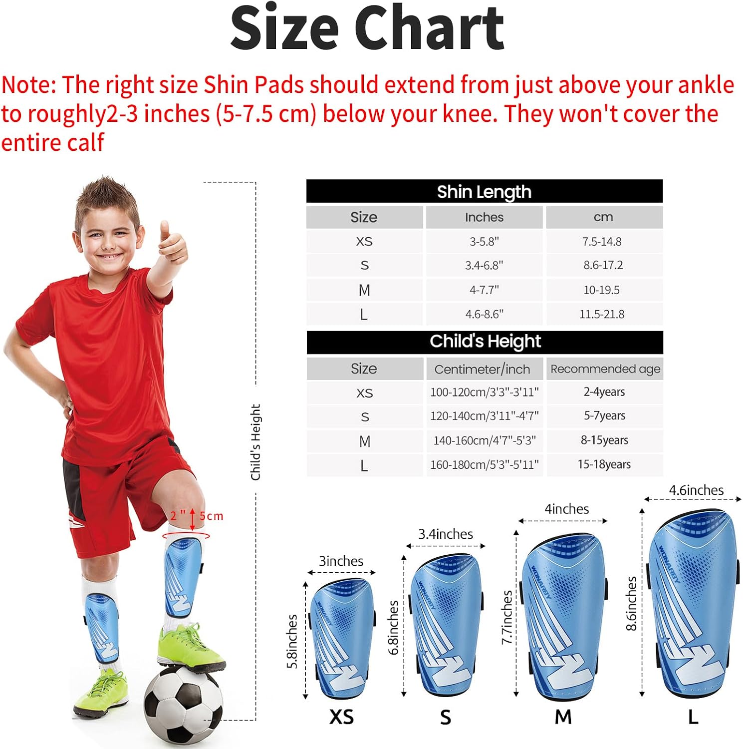 Shin Guards Soccer Kids Toddler, Shin Guard for Boys Girls 2-18 Years Old | Soccer Shin Guard, Football Shin Pads Protection Equipment with Adjustable Straps, Youth Teenagers - Image 4