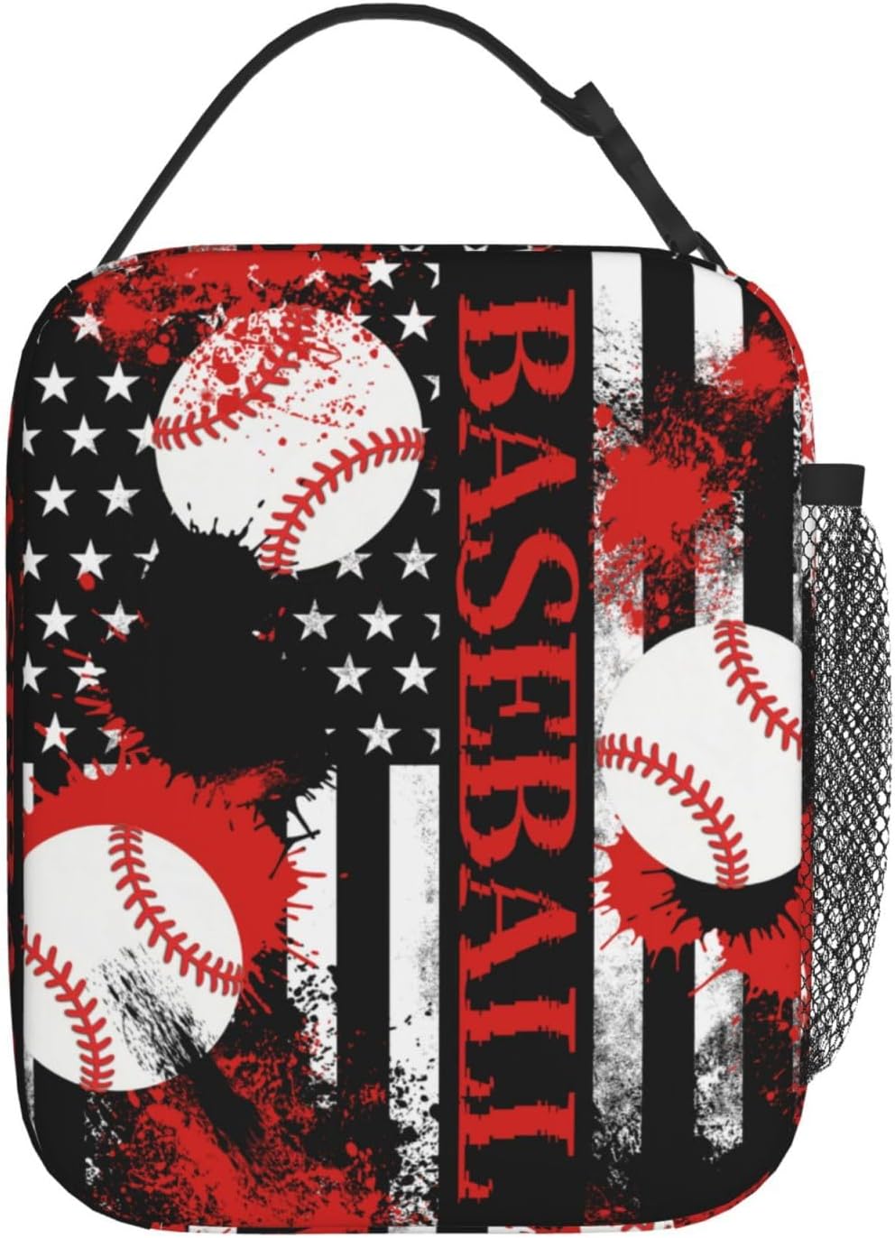 Miaoquhe Baseball Lunch Box for Men Women American Flag Reusable Lunch Bag for Boys Girls Kids Teens Sport Ball Portable Cooler Lunchbox Insulated Tote Bag for School Office Work Picnic Hiking - Image 3