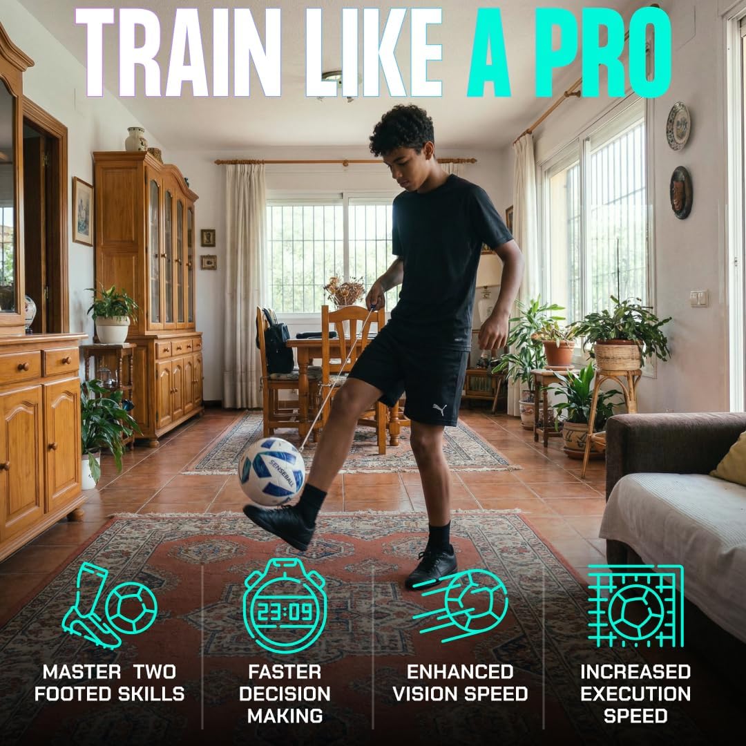 SenseBall Soccer Training Ball with App for Kids and Youth | Tethered design; structured drills for ball control, footwork, coordination and independent practice - Image 2