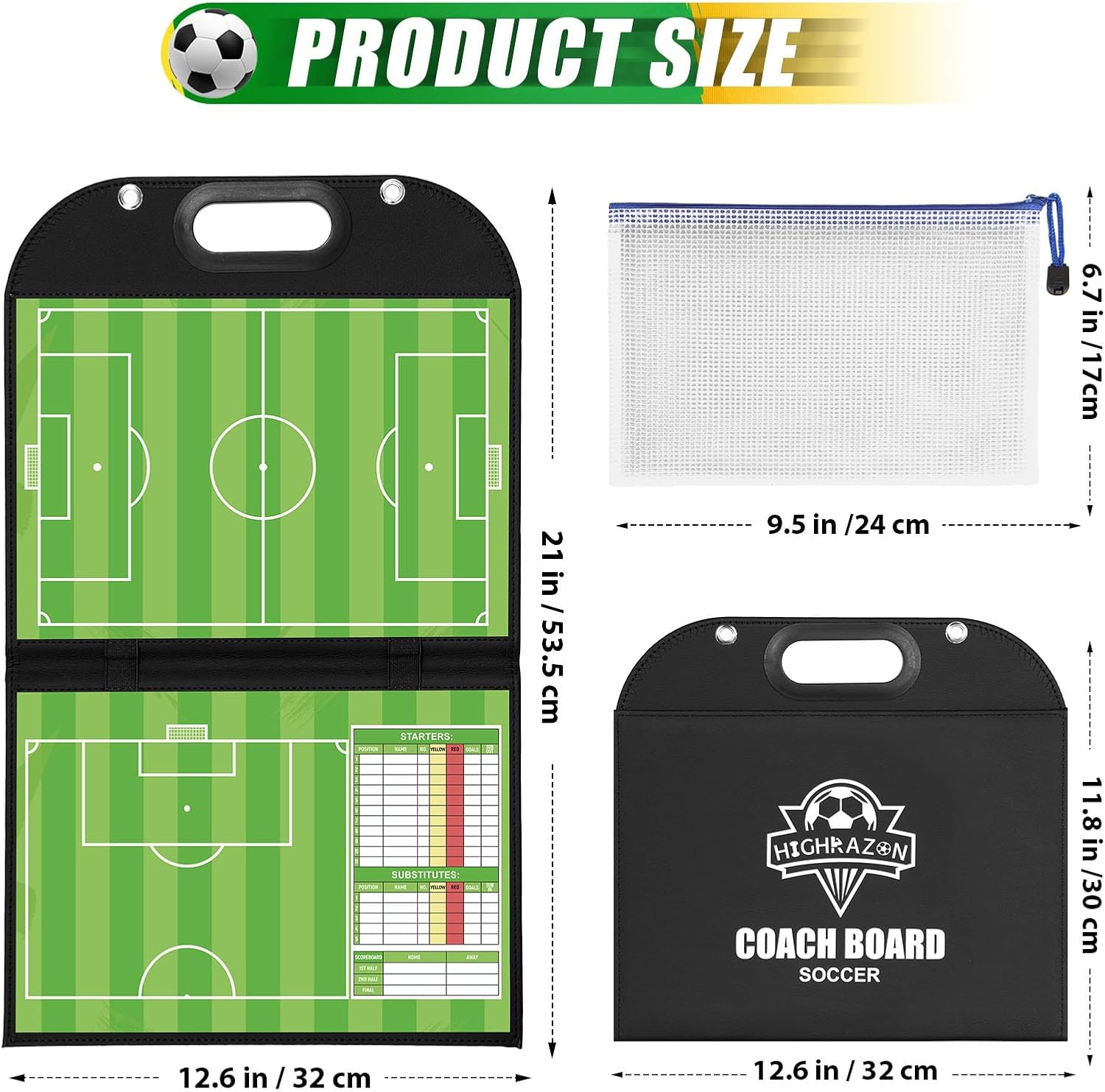 Magnetic Coaching Board – Foldable Dugout Display with Carry Handle, Leather-Covered Double-Sided Strategy & Lineup Planner for Baseball, Softball and Soccer - Image 2