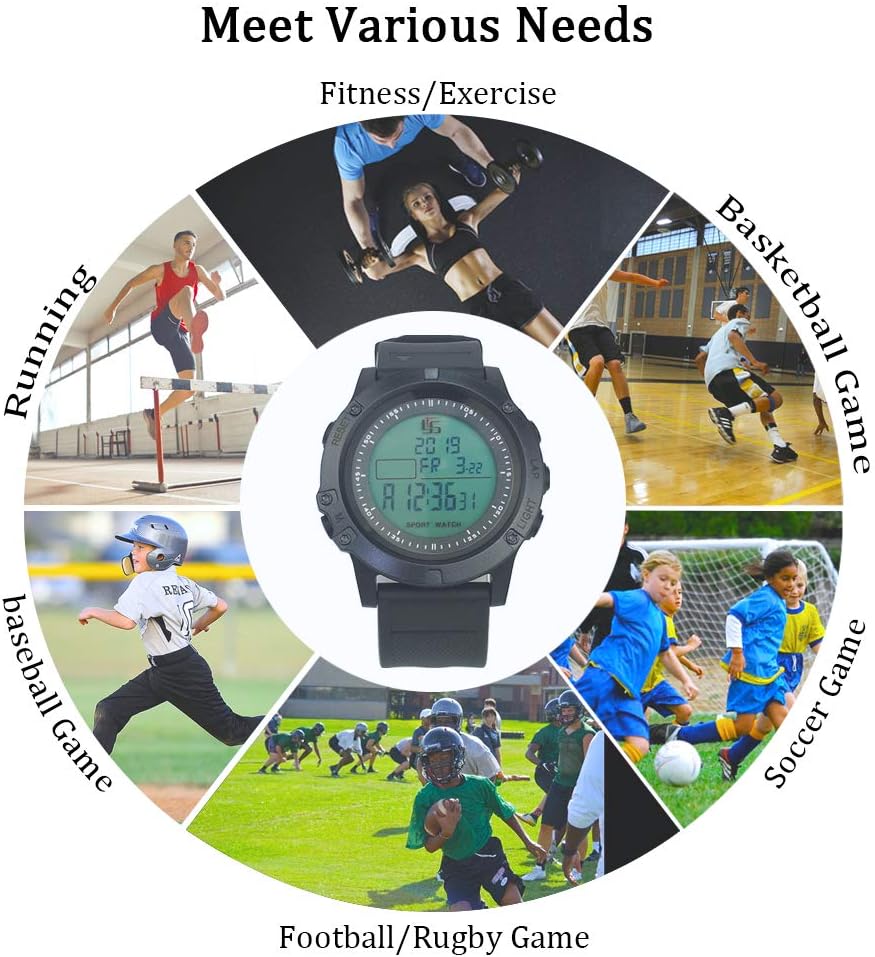Professional Soccer Referee Watch with Tournament Mode Game Timer, 100-Lap Silent Stopwatch, 3-Line Backlit Display, On/Off Switch, Countdown/Alarm/Calendar for Football Officials, Coaches & Athletes - Image 7