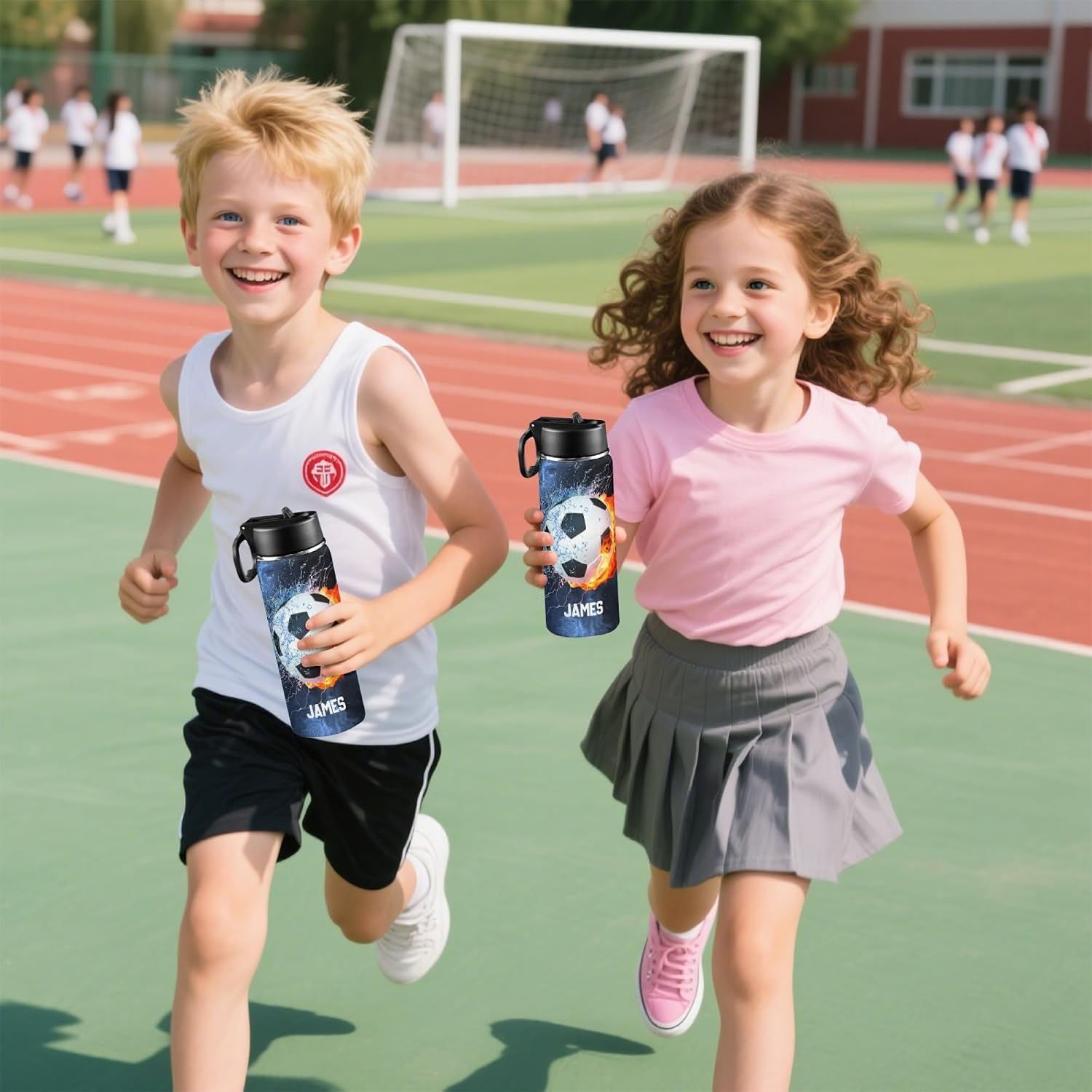 Personalized Soccer Water Bottles for Boys, 18oz Kids Thermos | Custom Name, Stainless Steel Straw Lid, Vacuum Insulated, Leakproof Loop, Perfect School Birthday Boys Gift - Image 7