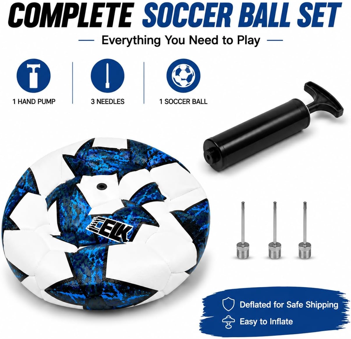 Soccer Ball Size 5 with Pump, Durable Training Ball, Indoor & Outdoor Use | Better Touch and Control - Textured PVC cover with reinforced stitching helps keep shape for steady kicks and passes - Image 4