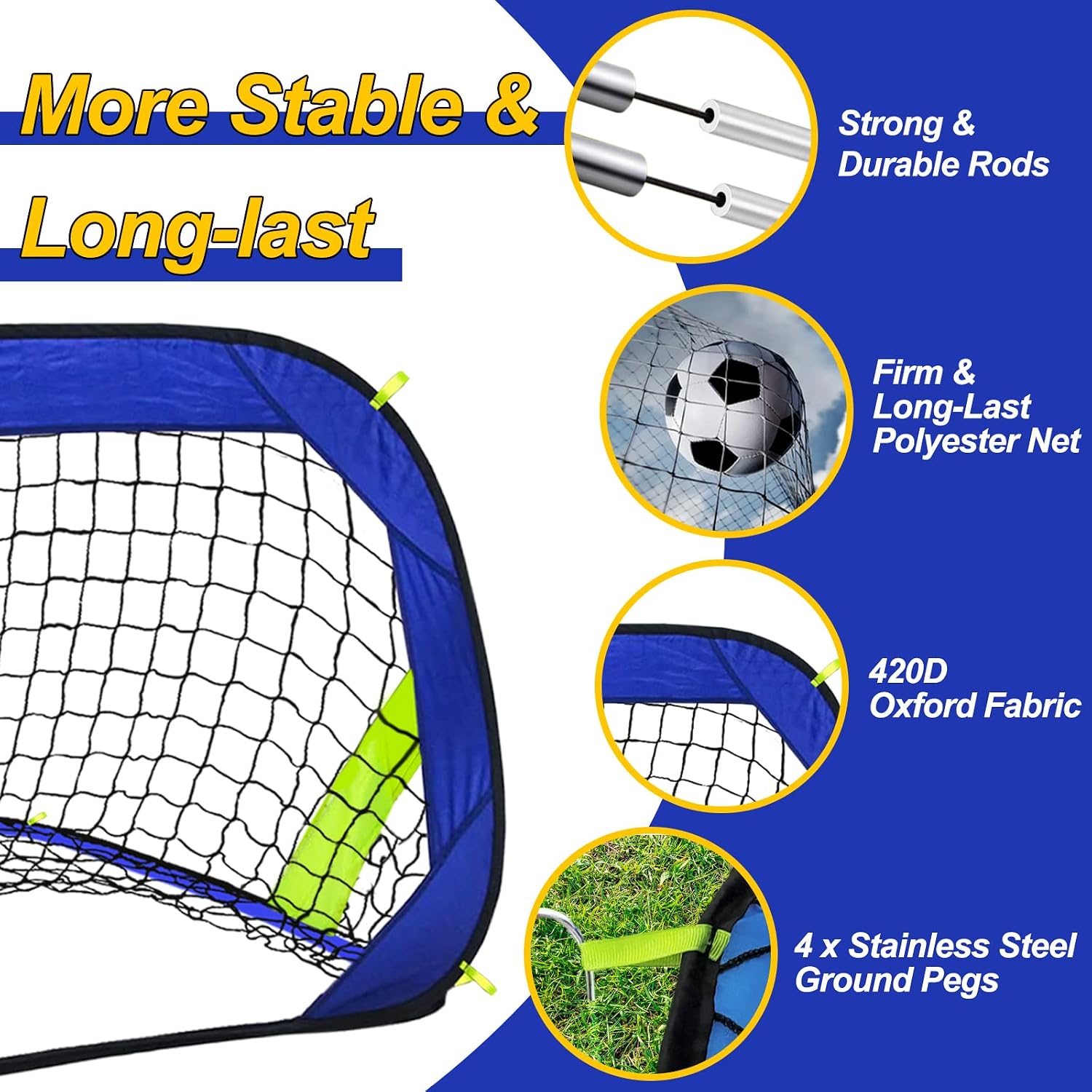 Pop Up Soccer Goals Nets for Backyard Beach Soccer Training Net Mini Portable Foldable Lightweight Indoor + Outdoor Football Goal with Carry Bag - Image 2