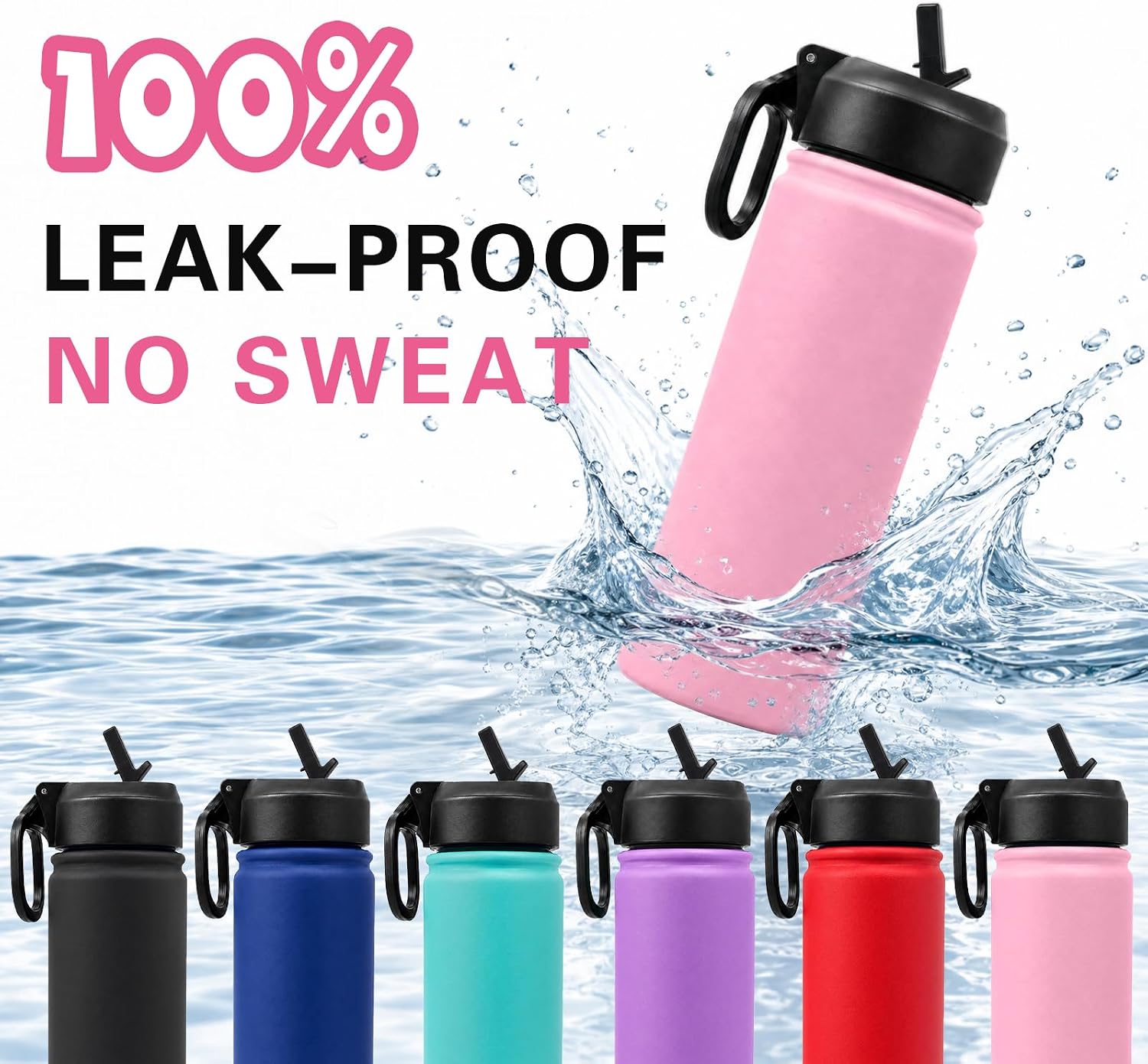 Back to School Gifts Personalized Kids Water Bottle with Name & Icon, 18 oz Custom Stainless Steel Water Bottles with Leakproof Lid, Double-Sided Laser Engraved, for Sports - Image 3