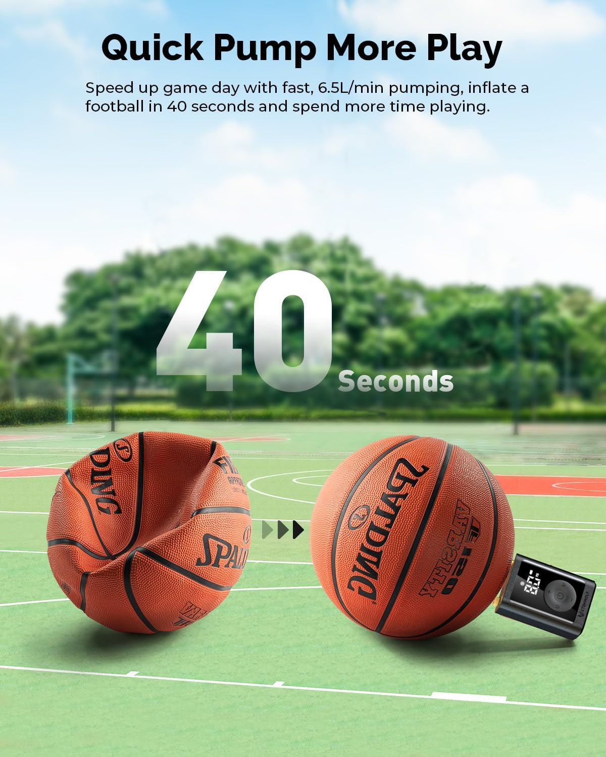 ETENWOLF Electric Ball Pump Inflation & Deflation with 2600mAh Battery | 3-17PSI Basketball Pump with Precise Pressure Gauge and Ball Needles, Rechargeable Air Pump for Football, Soccer, Volleyball - Image 7