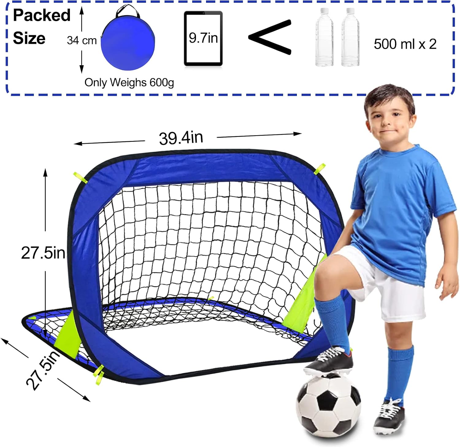 Pop Up Soccer Goals Nets for Backyard Beach Soccer Training Net Mini Portable Foldable Lightweight Indoor + Outdoor Football Goal with Carry Bag - Image 4