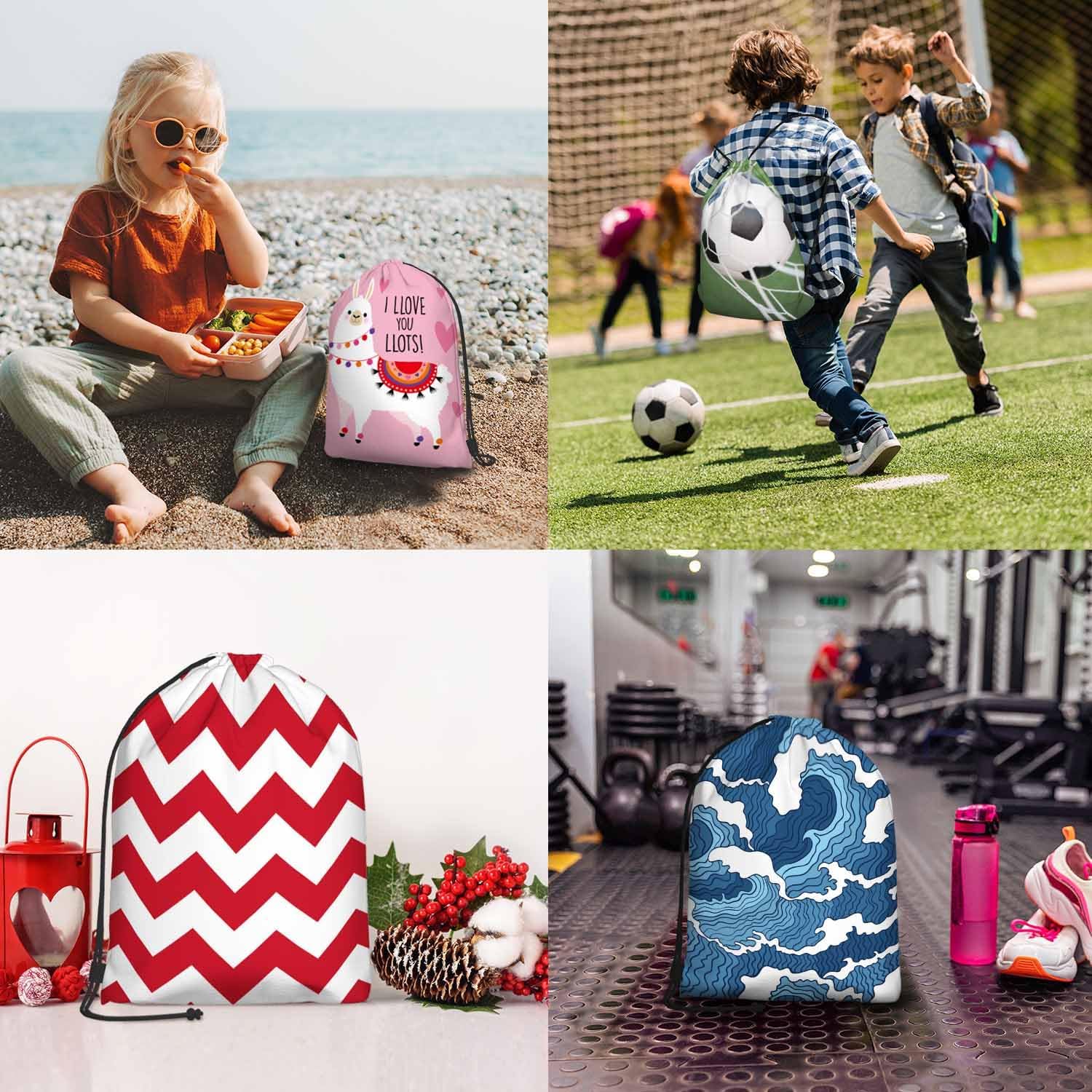 Drawstring Bag Soccer Ball Waterproof Basketball Bag Football Black White Sports Stroage Small Exercise Accessiors Water Bottle Change of Clothes Shoes Ball - Image 7