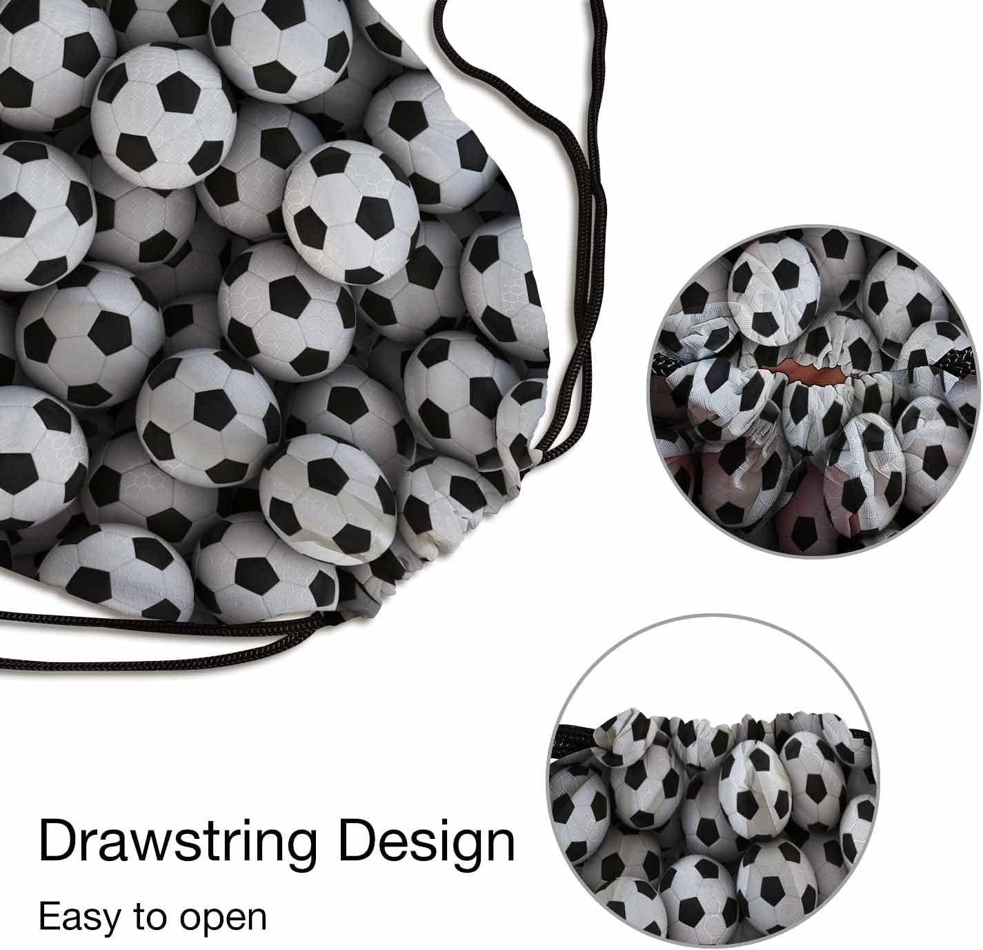 Drawstring Bag Soccer Ball Waterproof Basketball Bag Football Black White Sports Stroage Small Exercise Accessiors Water Bottle Change of Clothes Shoes Ball - Image 3