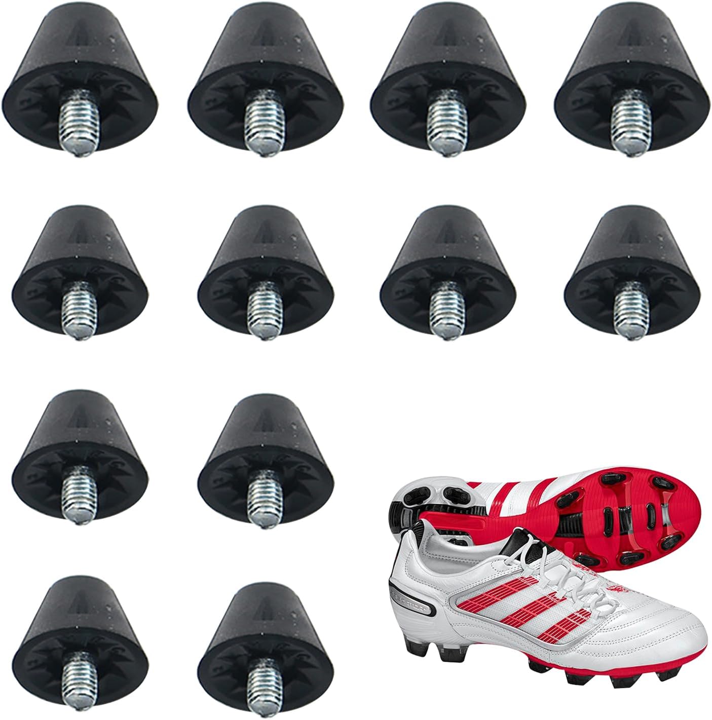 12 Pack 13mm + 16mm Football Boot Studs Replacement, Plastic Studs for Soccer Cleats with Nail Remover Rugby Soccer Screw-in Spikes, Suitable for Shoes with Spikes Requiring a Screw Diameter of 5mm