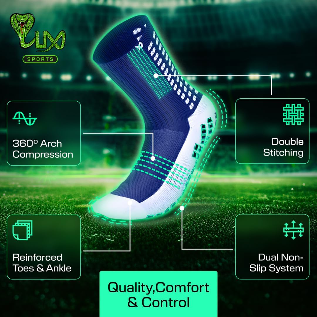 LUX Anti Slip Soccer Socks (3 Pack) - Non Slip Sports Grip Pads Socks - Football, Soccer, Basketball - Image 4