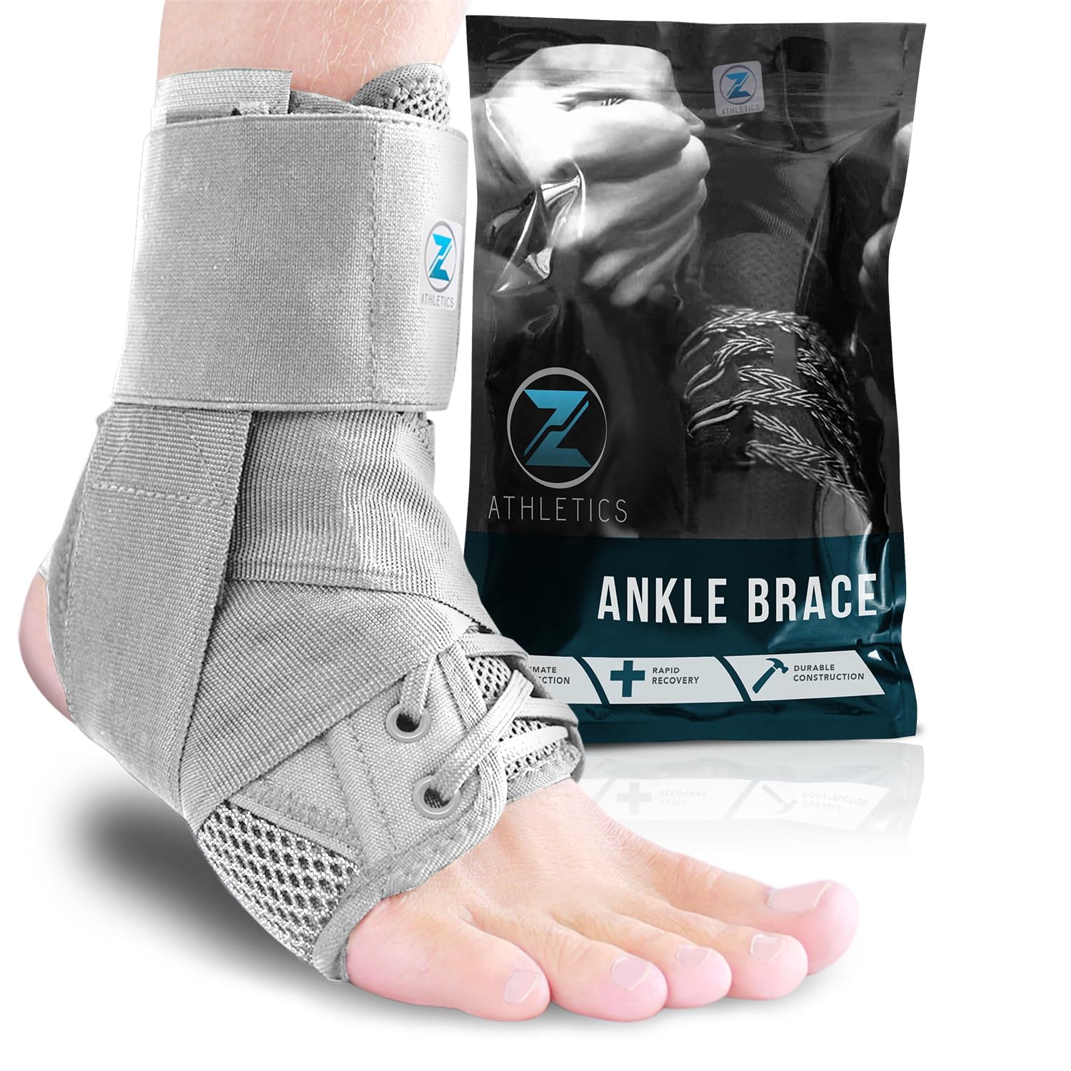 Ankle Brace for Women & Men - Lace Up Adjustable Support with Side Stabilizers for Sprained Ankle, Achilles Tendonitis Relief | Basketball, Volleyball, Running & Sports Recovery