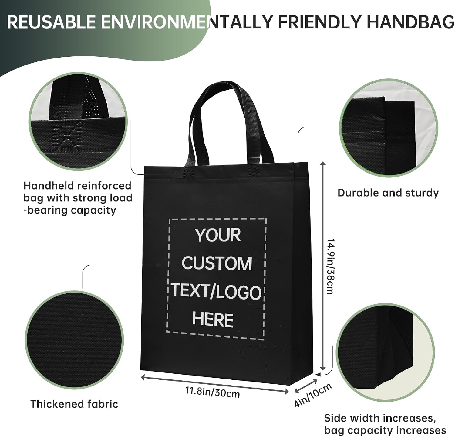 JEOHLORY Custom Tote Bags Set of 50, Bulk Pack Grocery Shopping Travel Business Activities advertisement Reusable Bag - Image 3