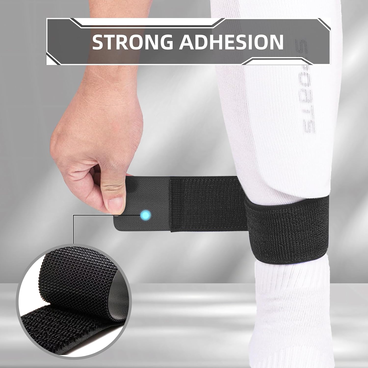 4PCS Elastic Soccer Shin Guard Straps for Kids Youth Adult | Shin Pad Holders, Shinguard Stays, Lightweight & Adjustable, Black & White - Image 2